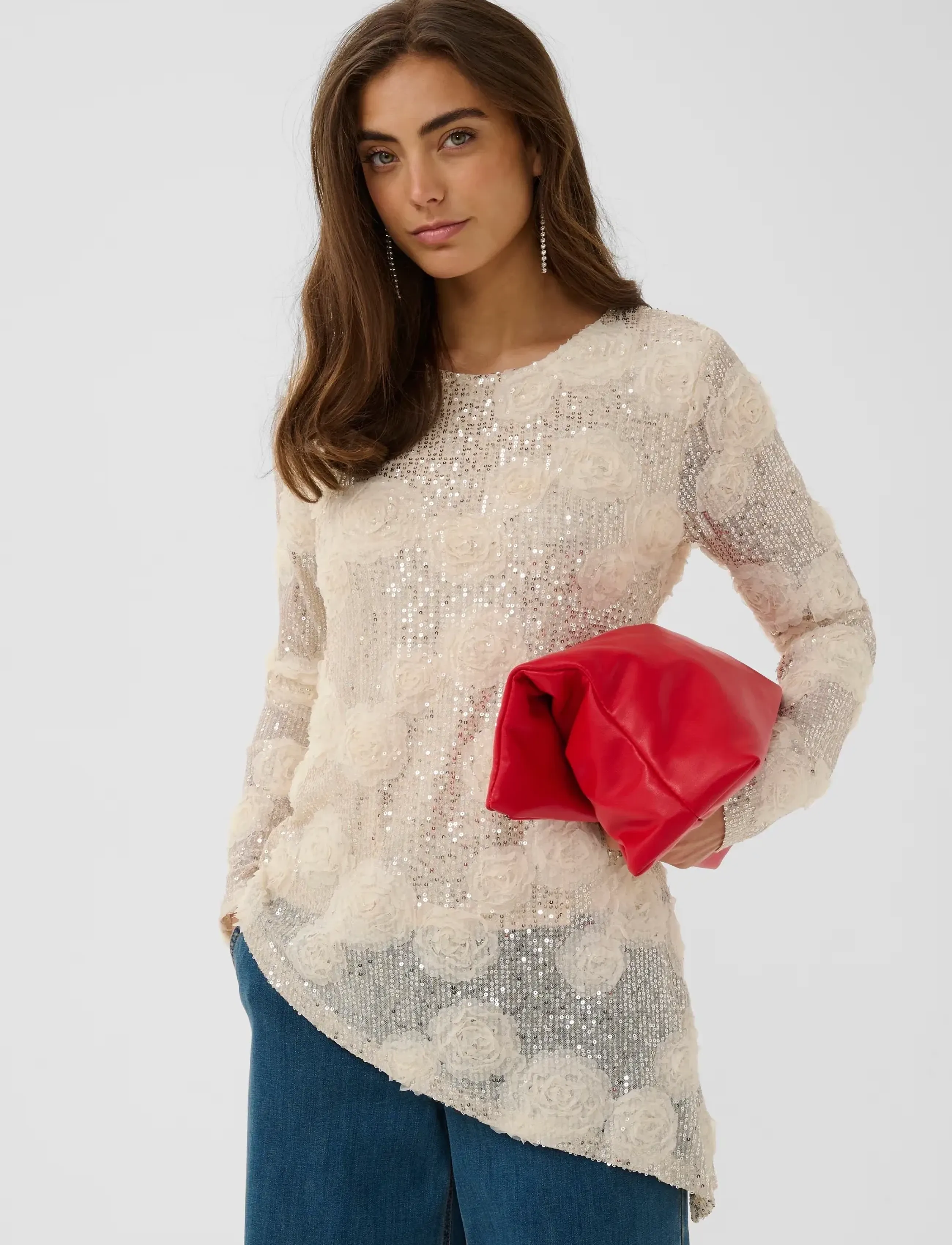 Culture - CUSUSAN LS BLOUSE - long sleeved blouses - whitecap sequins - 2