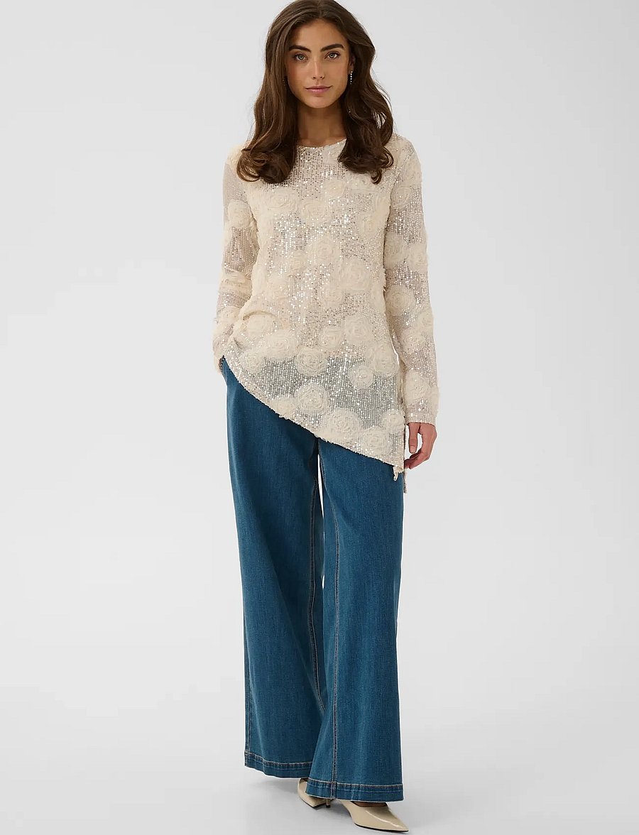 Culture - CUSUSAN LS BLOUSE - long sleeved blouses - whitecap sequins - 3