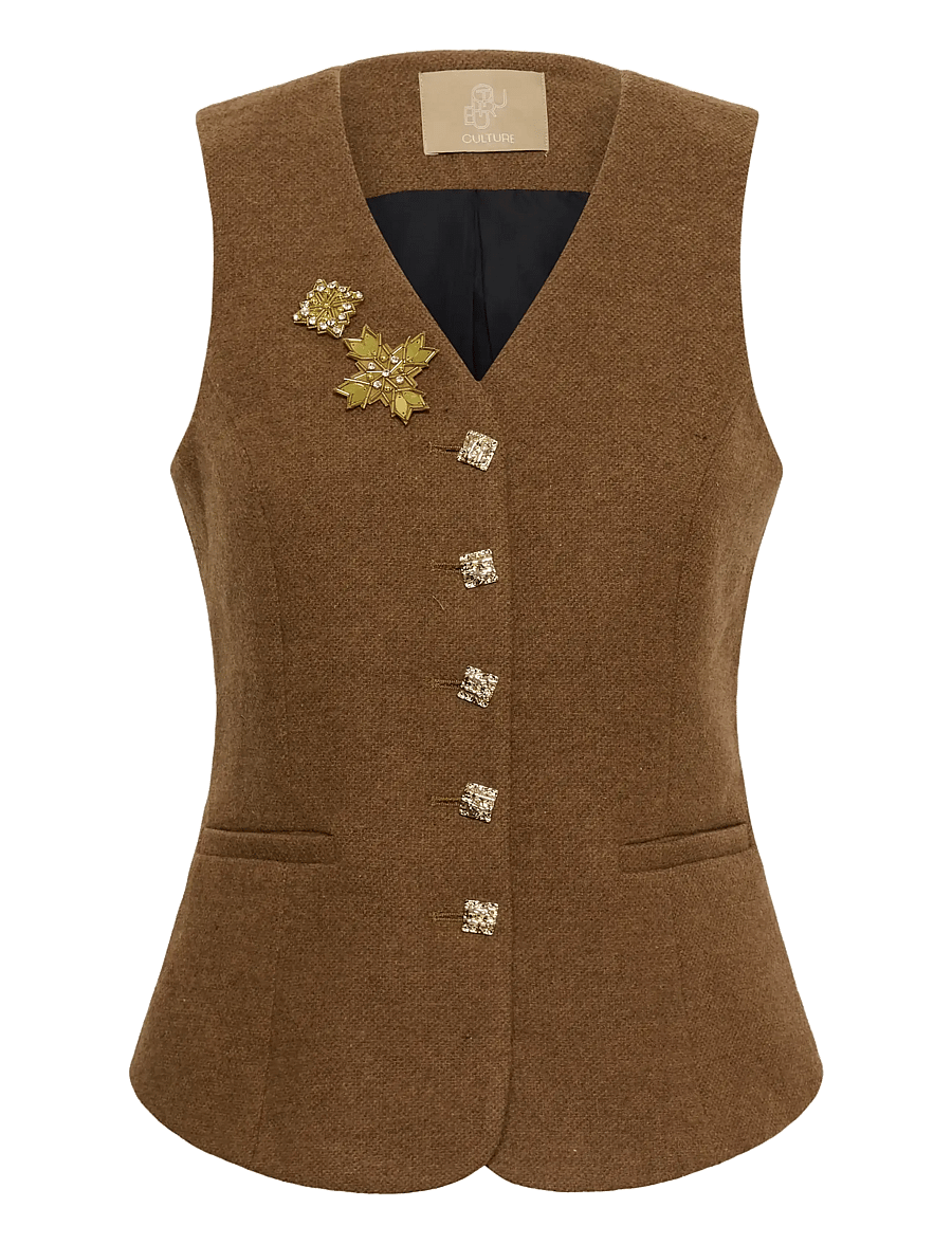Culture - CUJANOLA WAISTCOAT - vatterede veste - toffee melange - 0