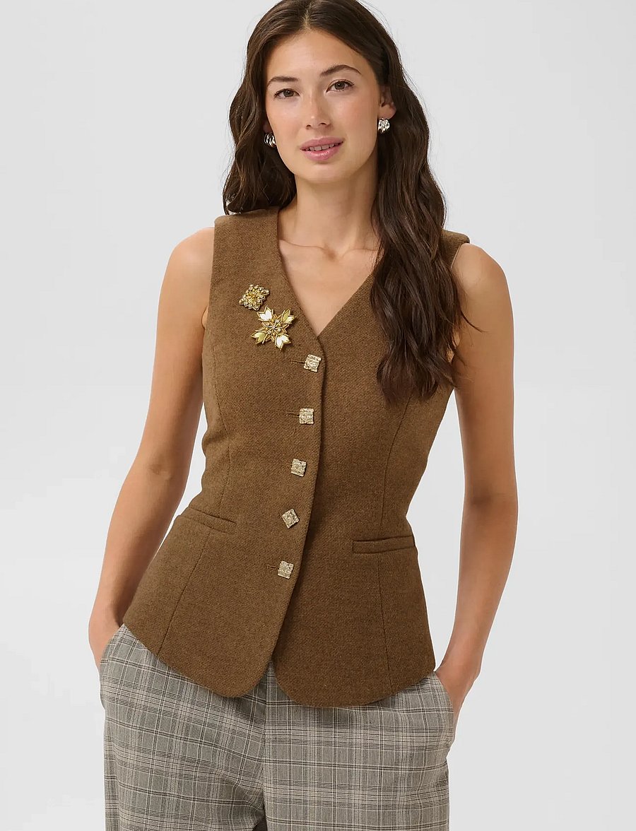 Culture - CUJANOLA WAISTCOAT - vatterede veste - toffee melange - 2
