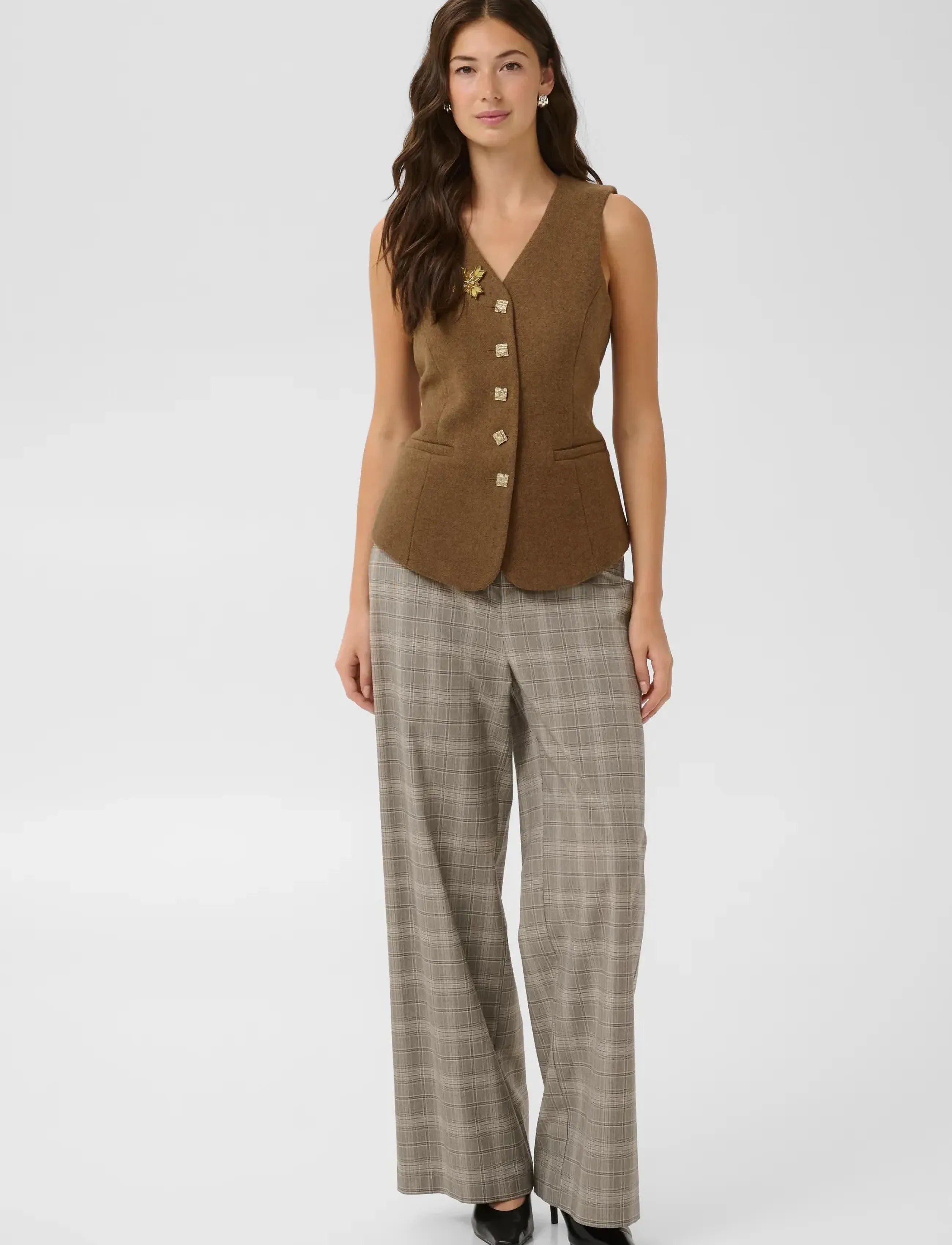 Culture - CUJANOLA WAISTCOAT - vatterede veste - toffee melange - 3