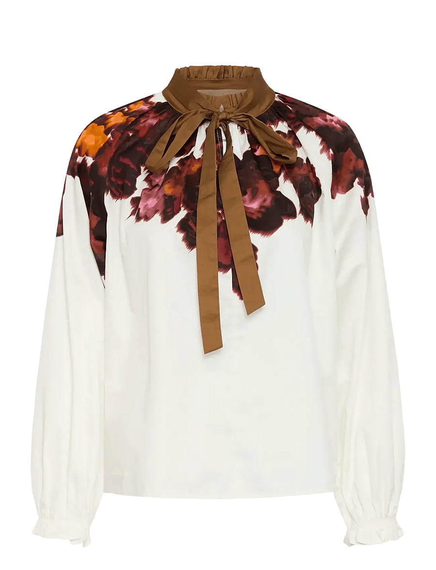 Culture - CUJULISSA BLOUSE - langærmede bluser - gardenia with pink/brown - 0
