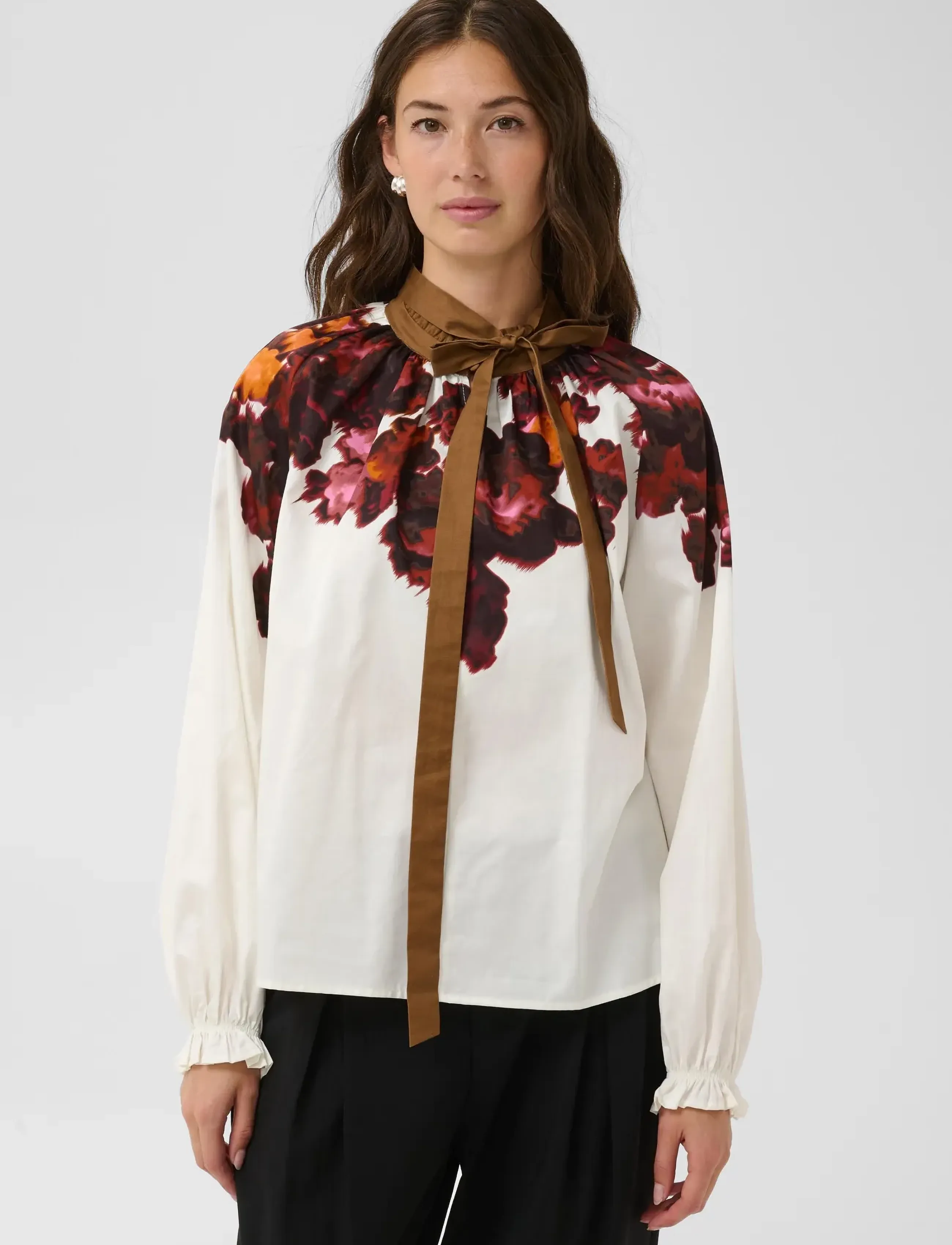 Culture - CUJULISSA BLOUSE - langærmede bluser - gardenia with pink/brown - 2
