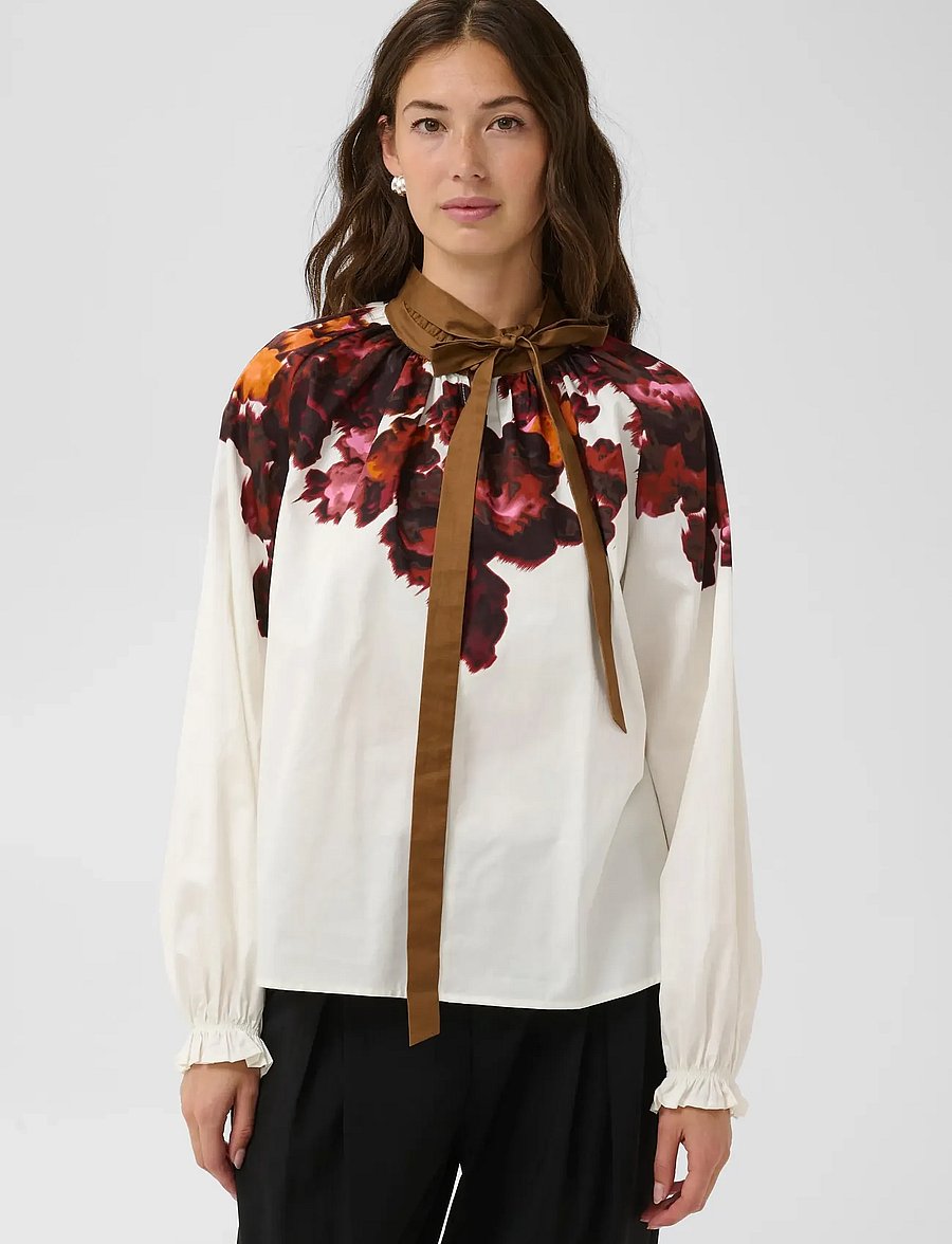 Culture - CUJULISSA BLOUSE - langærmede bluser - gardenia with pink/brown - 2