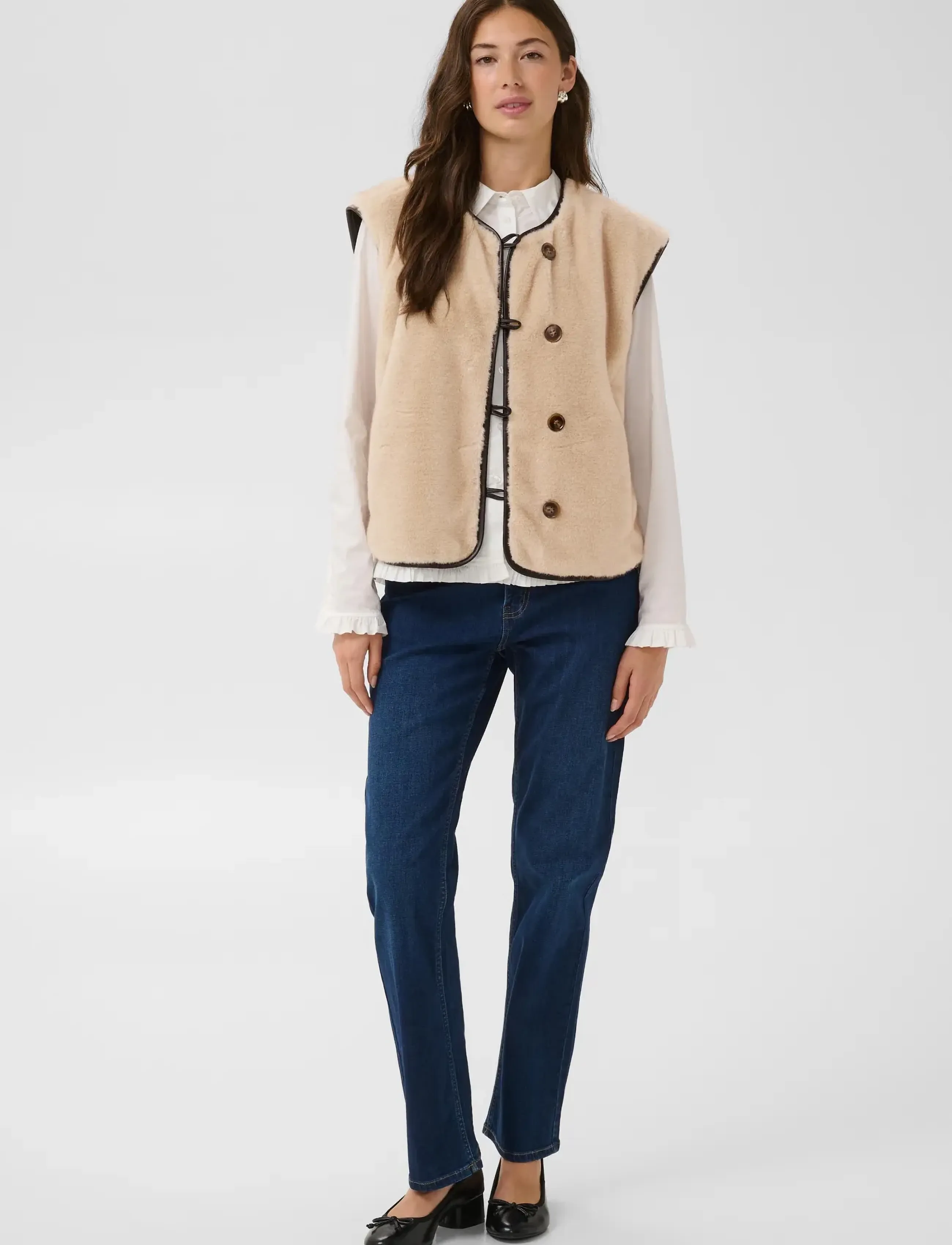 Culture - CULAUREN FAUX FUR WAISTCOAT - fleece- og teddyveste - greige - 3