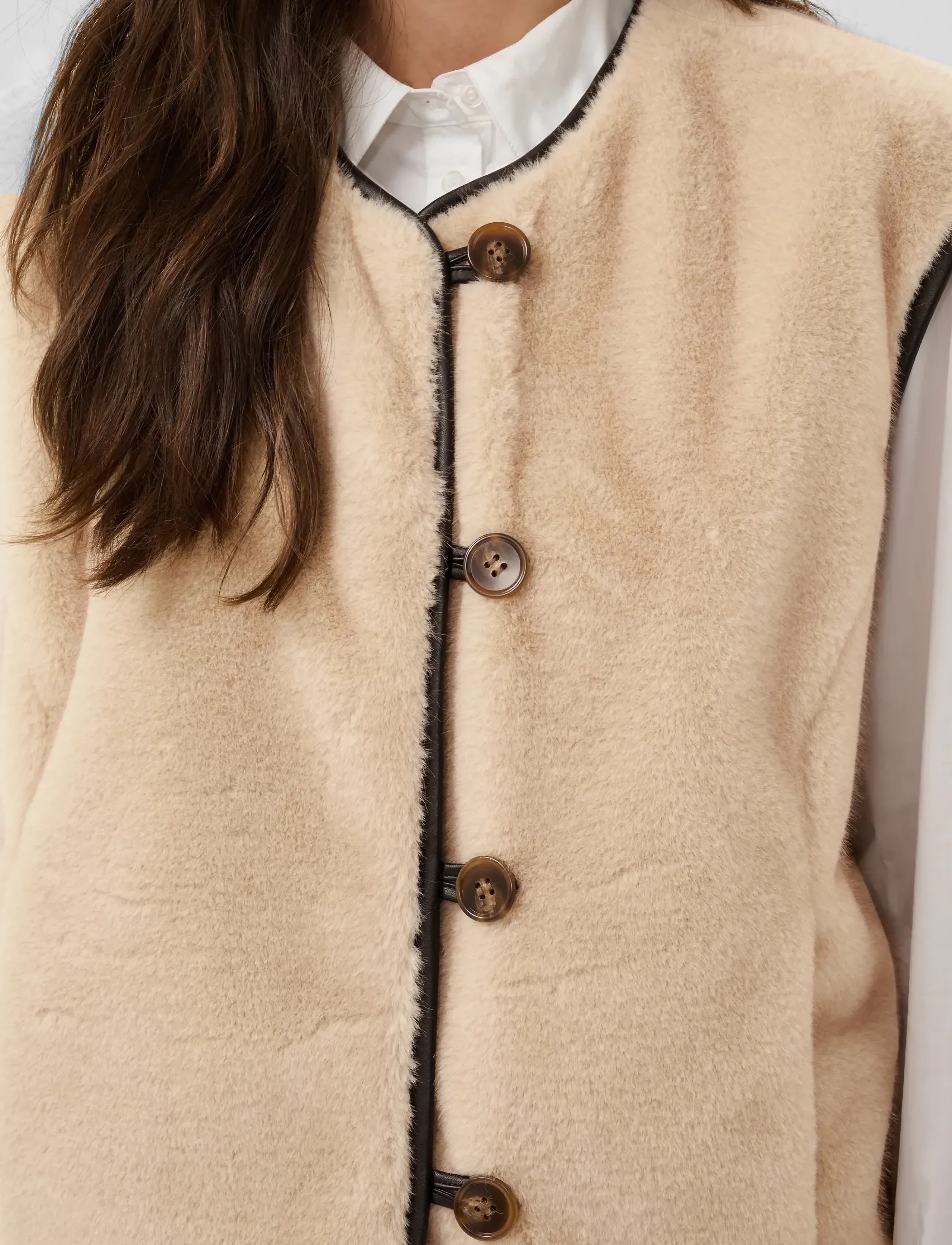 Culture - CULAUREN FAUX FUR WAISTCOAT - fleece- og teddyveste - greige - 5