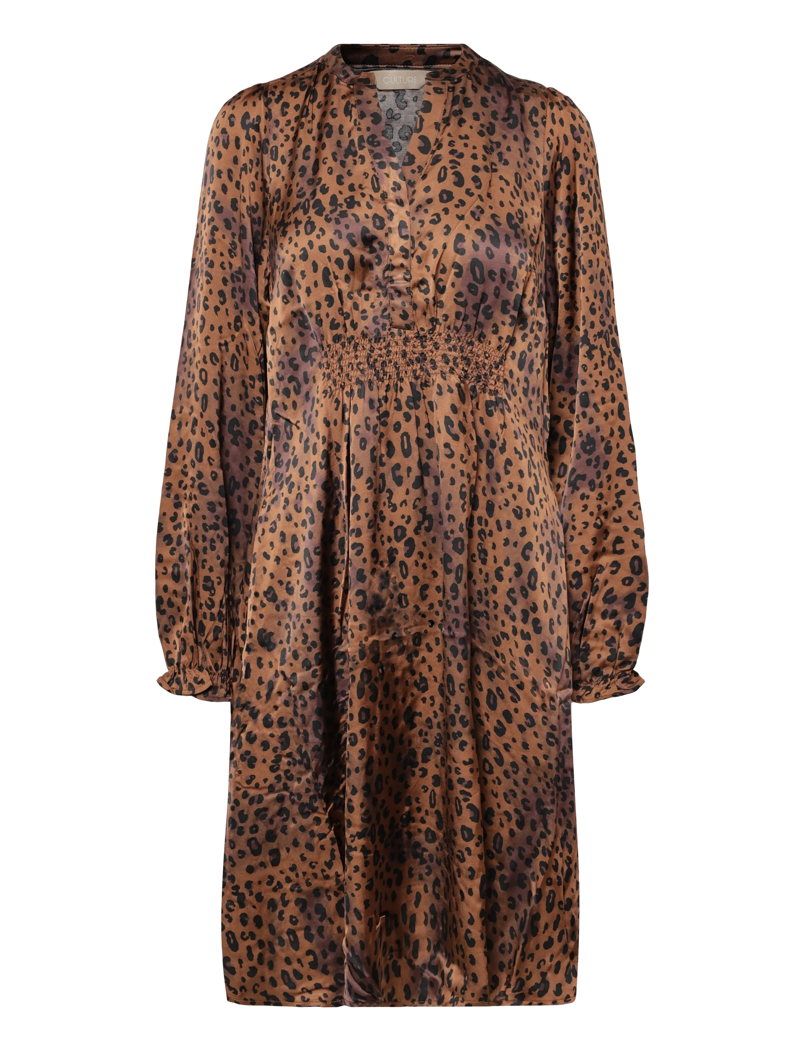 Culture CUNAOMI BERNA LS SHORT DRESS - Kleider - BROWN LEOPARD / brown
