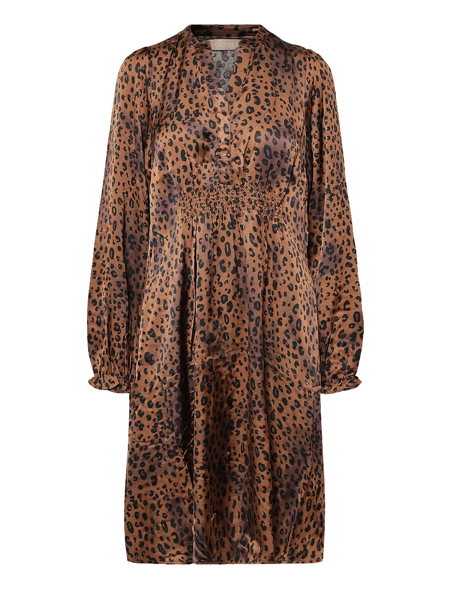 Culture - CUNAOMI BERNA LS SHORT DRESS - kurze kleider - brown leopard - 0