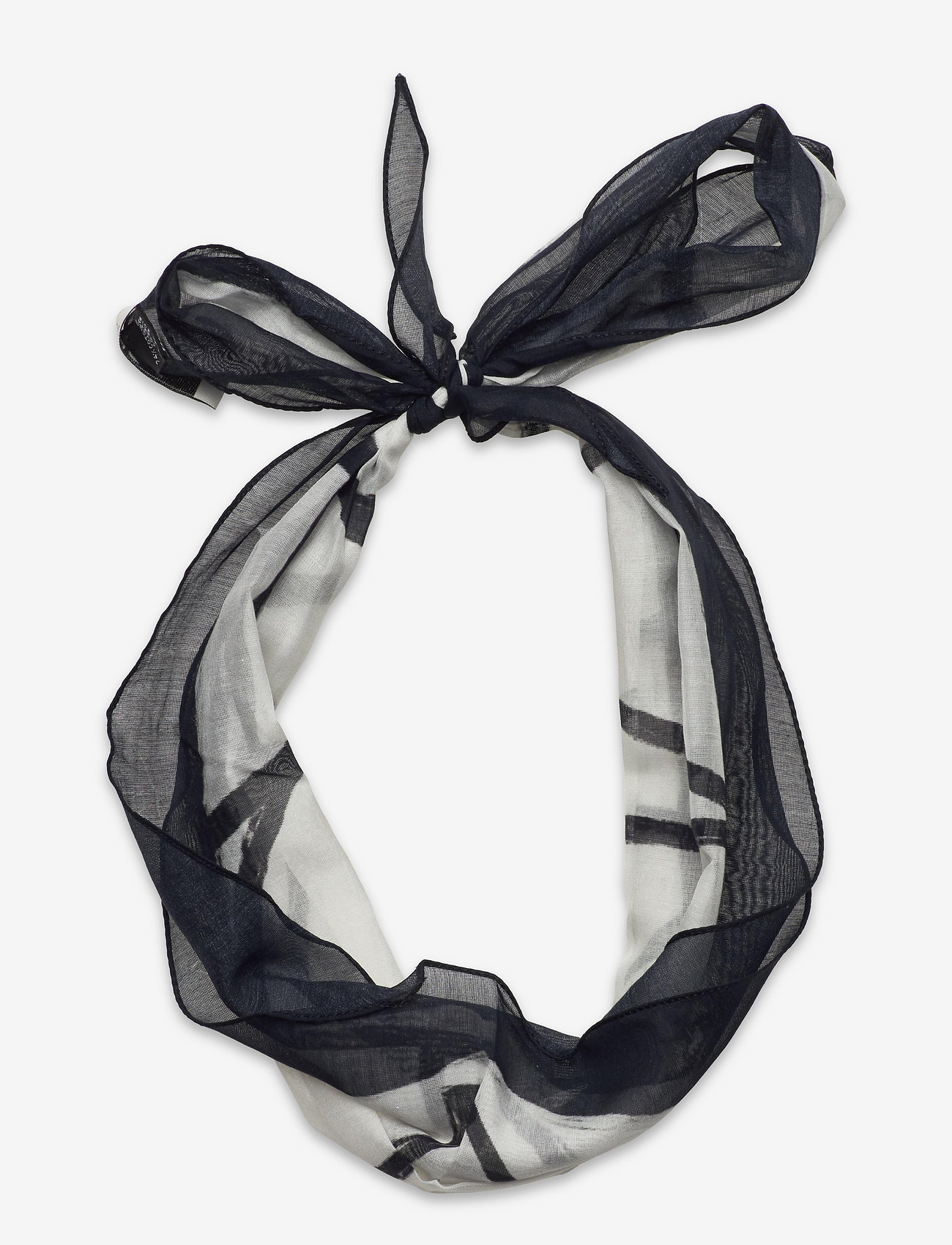 Dagmar - DIAMOND PAINTED COTTON SILK SCARF - ivory black print - 0