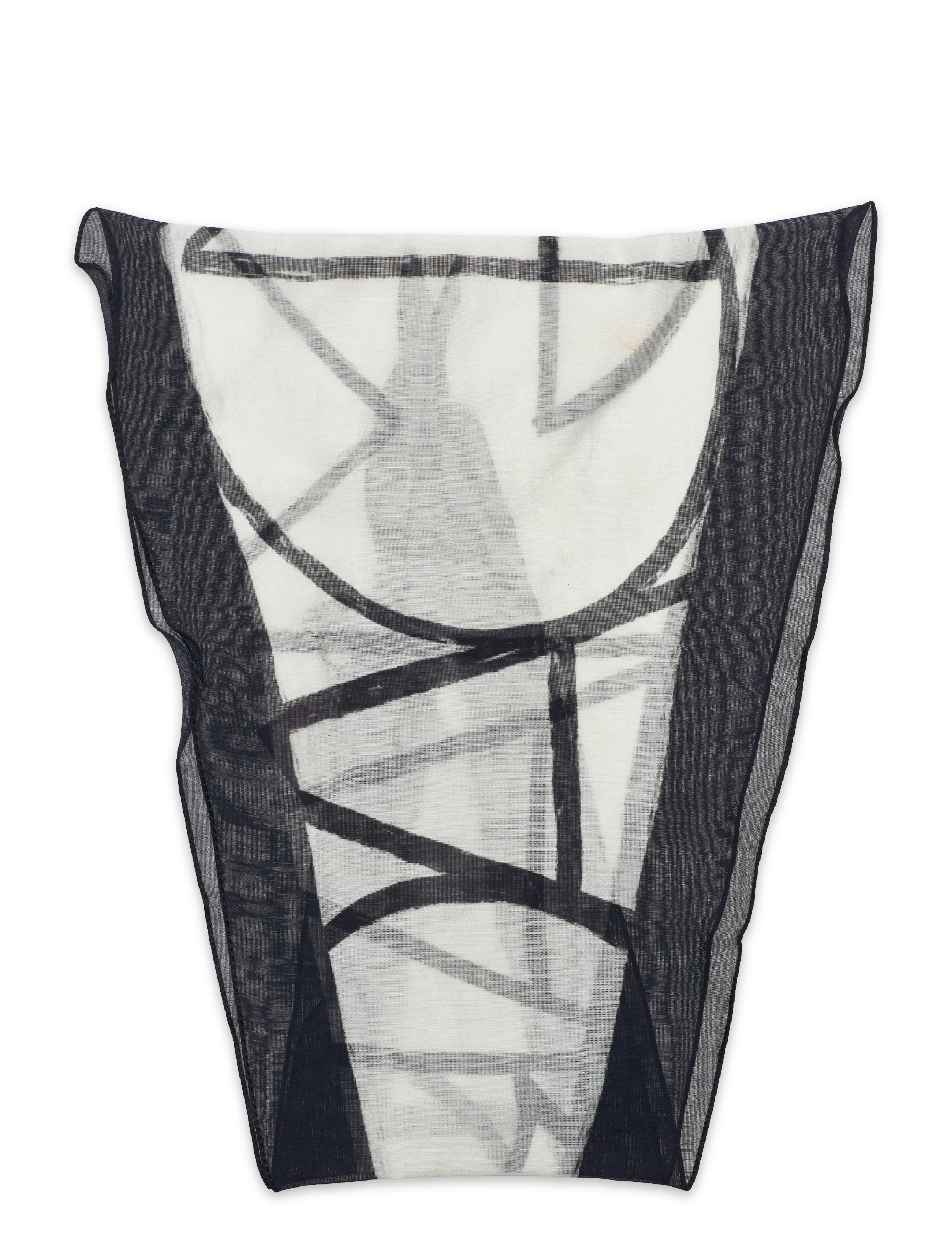 Dagmar - DIAMOND PAINTED COTTON SILK SCARF - ivory black print - 1