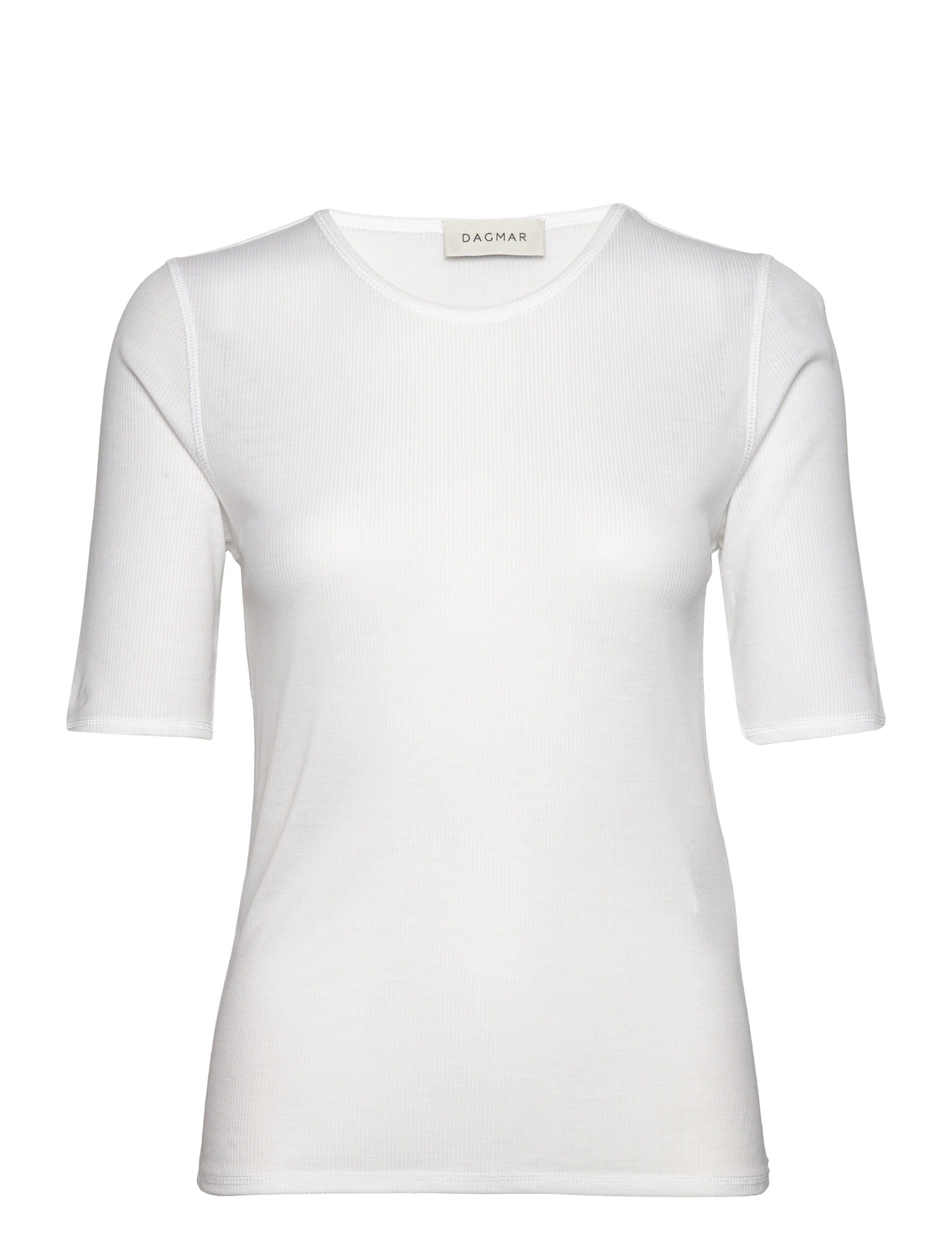 House Of Dagmar LYOCELL RIB TEE - Kleidung - WHITE / white