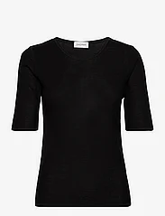 House Of Dagmar - LYOCELL RIB TEE - t-shirts - black - 0