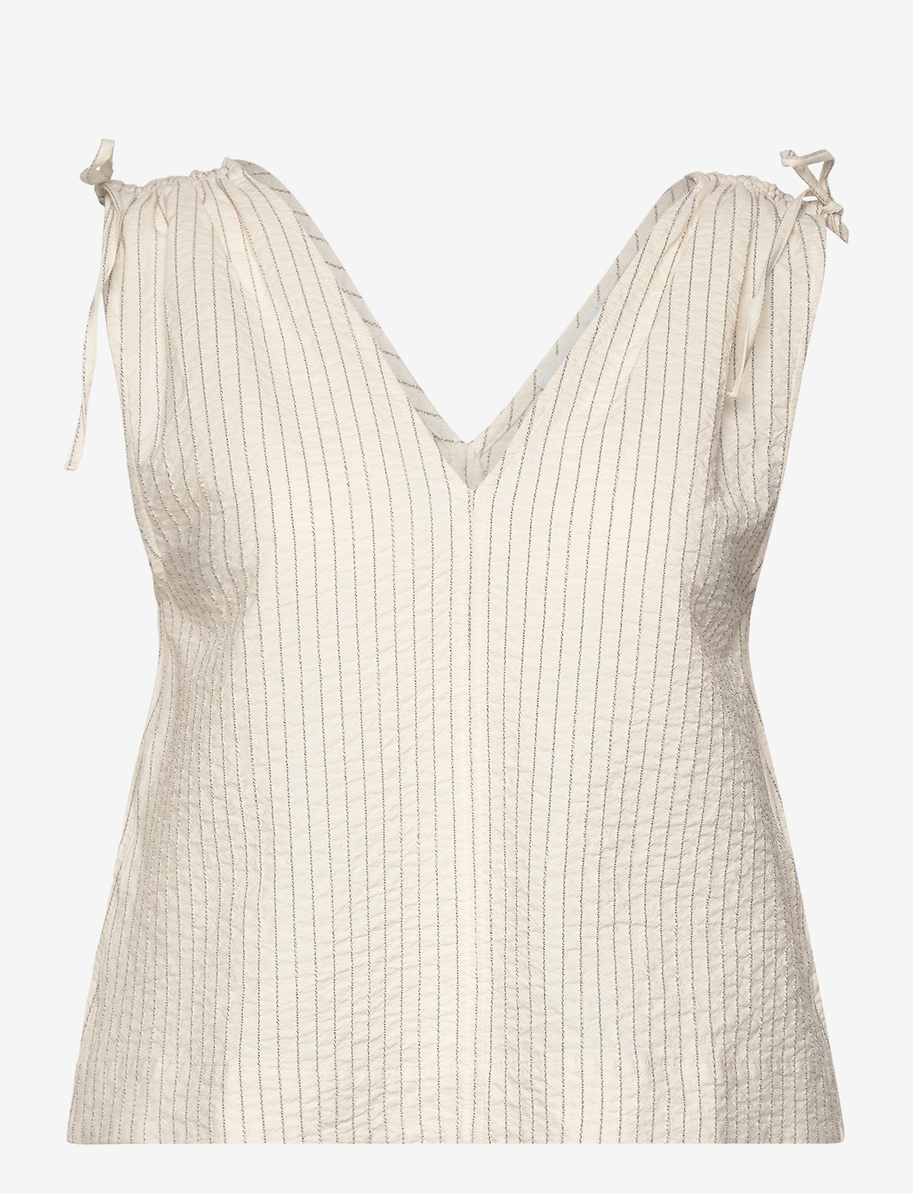 House Of Dagmar - Ruffle cotton top - white/black - 0