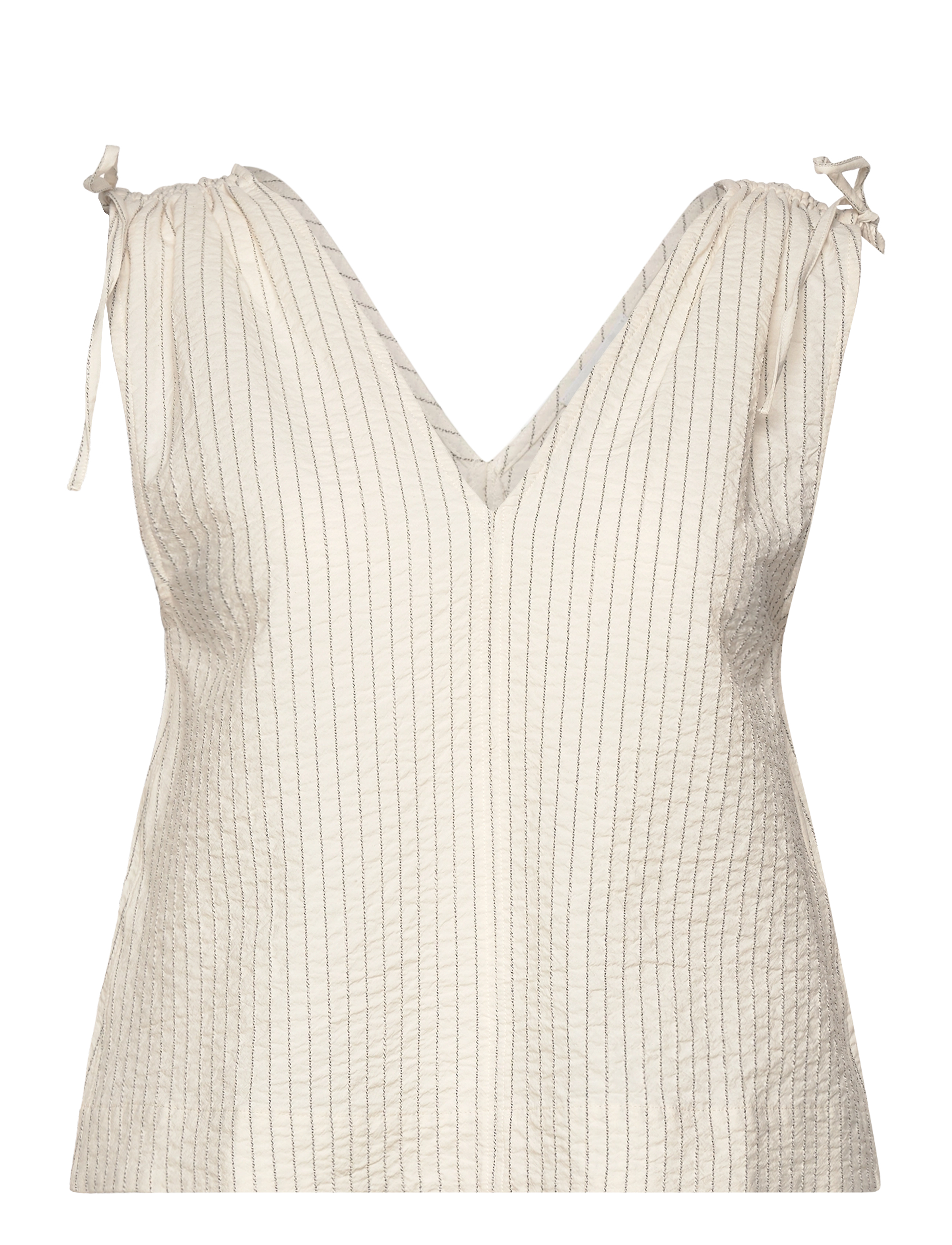 Ruffle cotton top - WHITE/BLACK