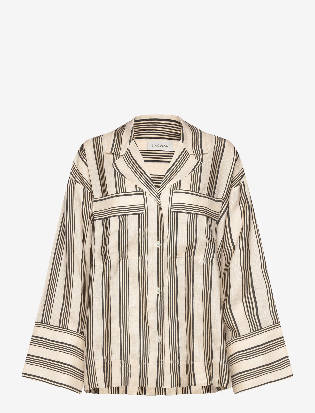 House Of Dagmar - Striped pyjama shirt - langærmede skjorter - ivory/black - 0
