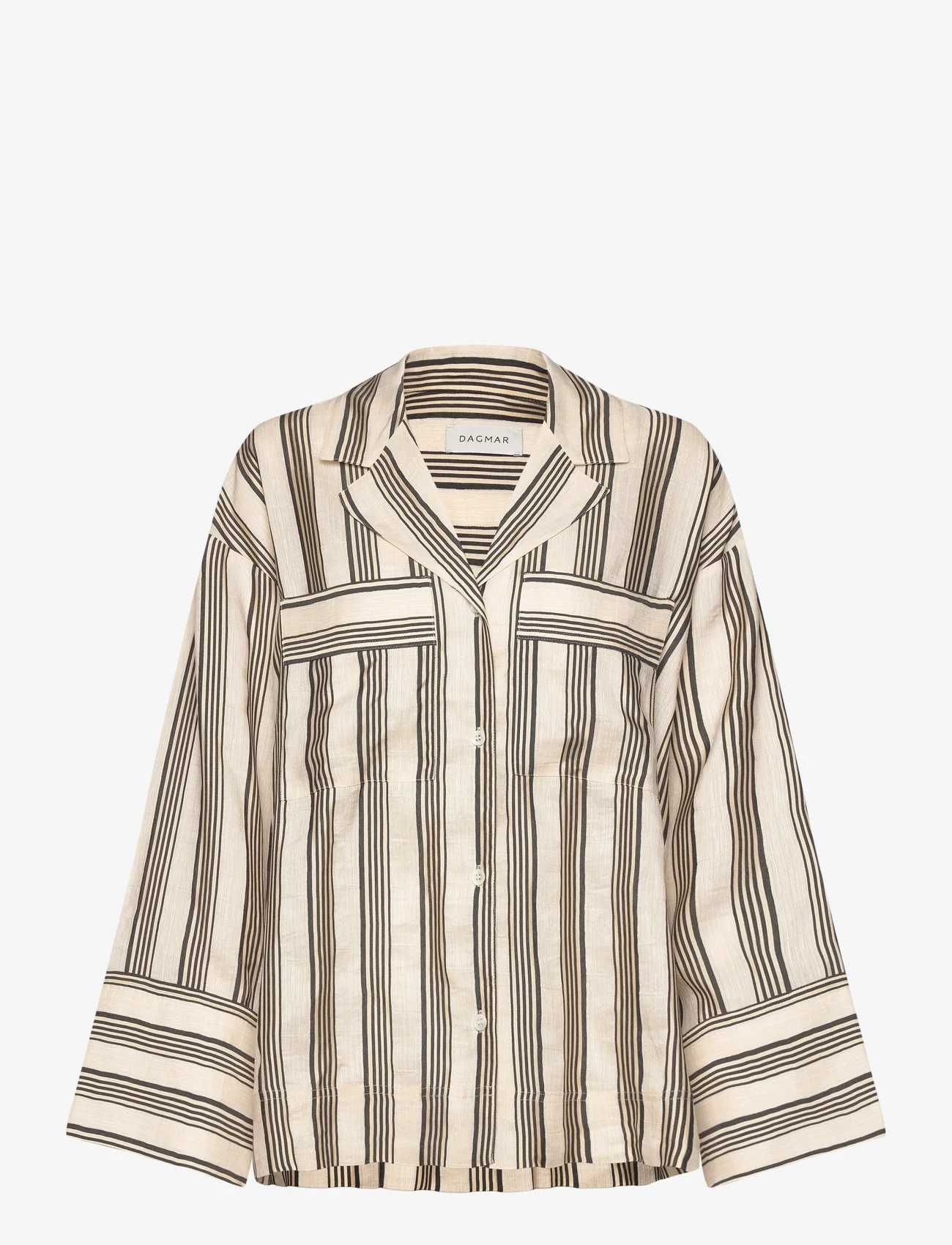 House Of Dagmar - Striped pyjama shirt - overdele - ivory/black - 0