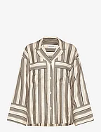 Striped pyjama shirt - IVORY/BLACK