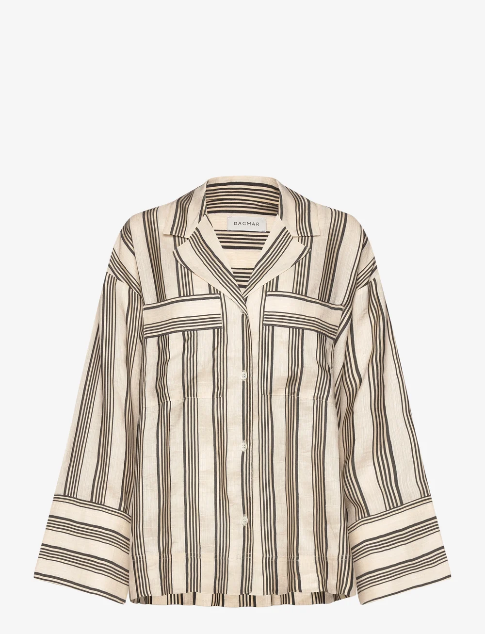 House Of Dagmar - Striped pyjama shirt - langærmede skjorter - ivory/black - 0