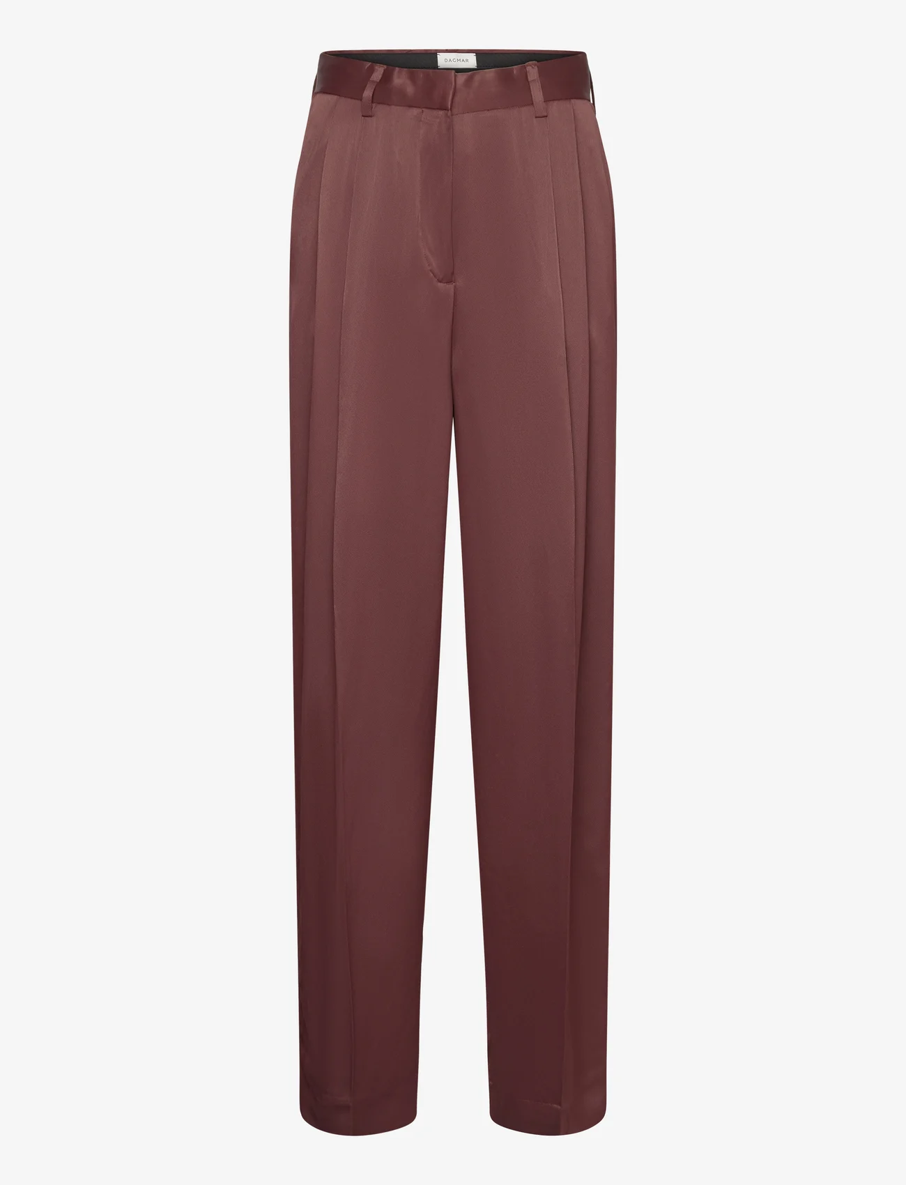 House Of Dagmar - SHINY WIDE SUIT PANT - tailored trousers - chocolate brown - 0
