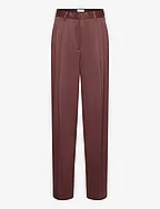 SHINY WIDE SUIT PANT - CHOCOLATE BROWN