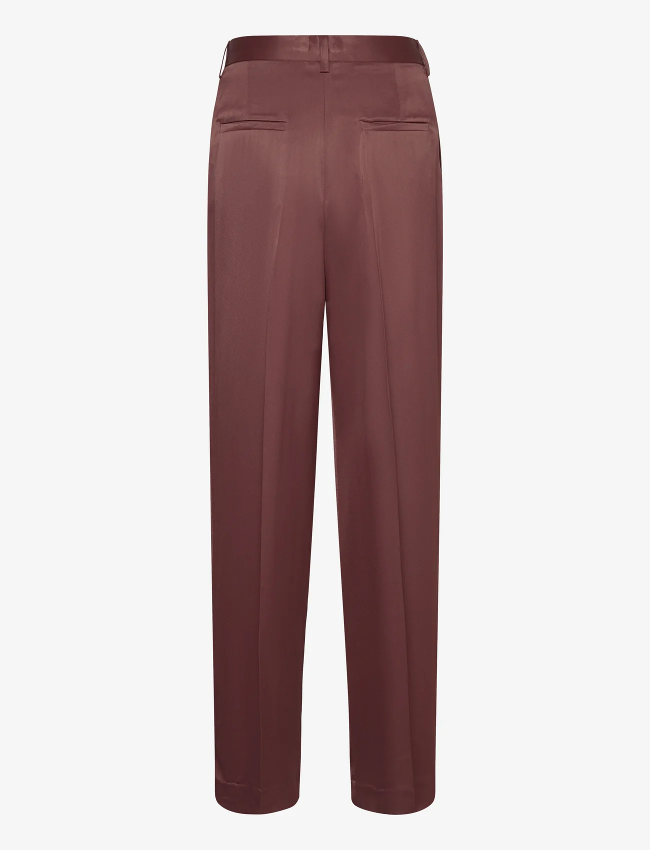 House Of Dagmar - SHINY WIDE SUIT PANT - tailored trousers - chocolate brown - 1