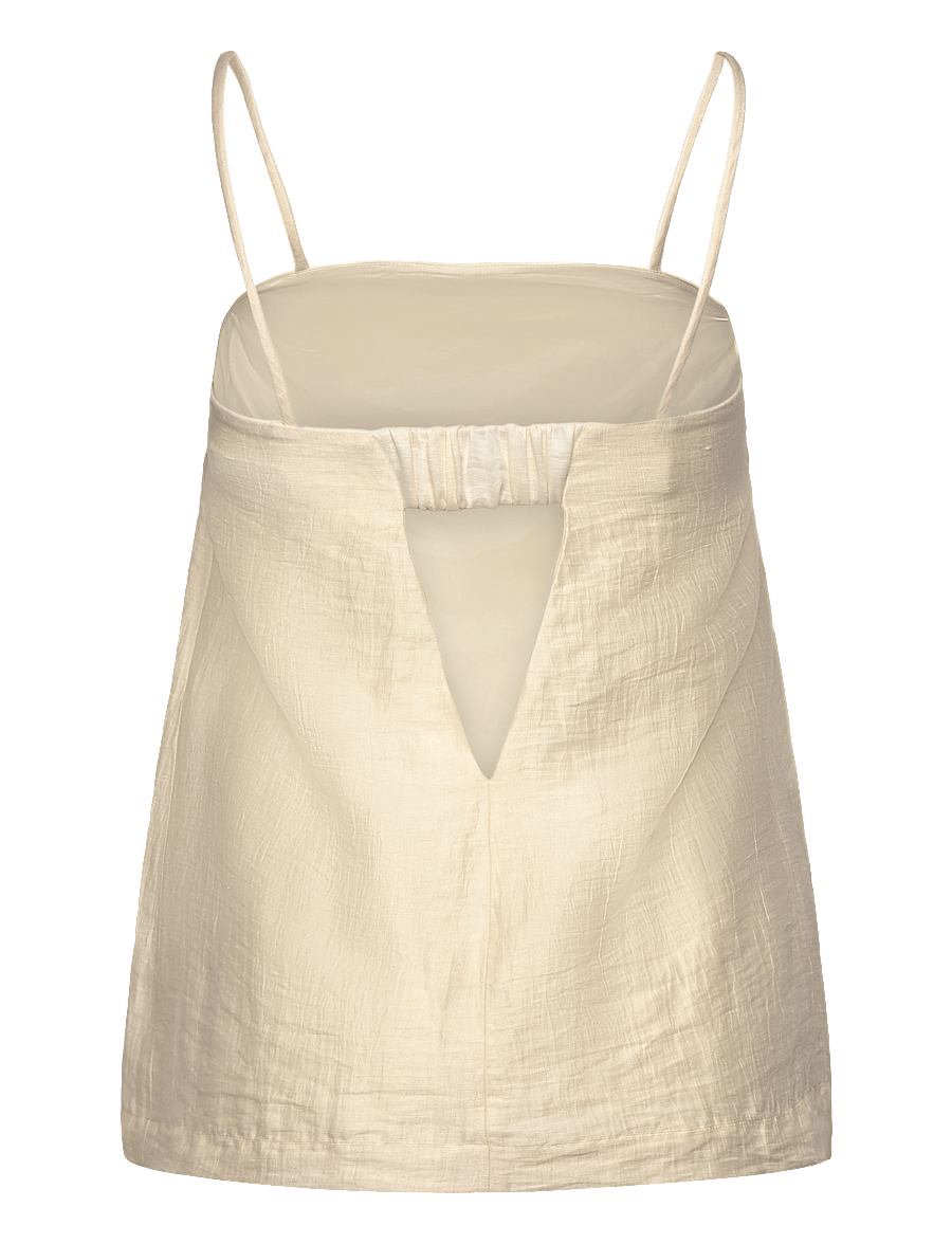 House Of Dagmar - LINEN STRAP TOP - Ærmeløse bluser - vanilla white - 1