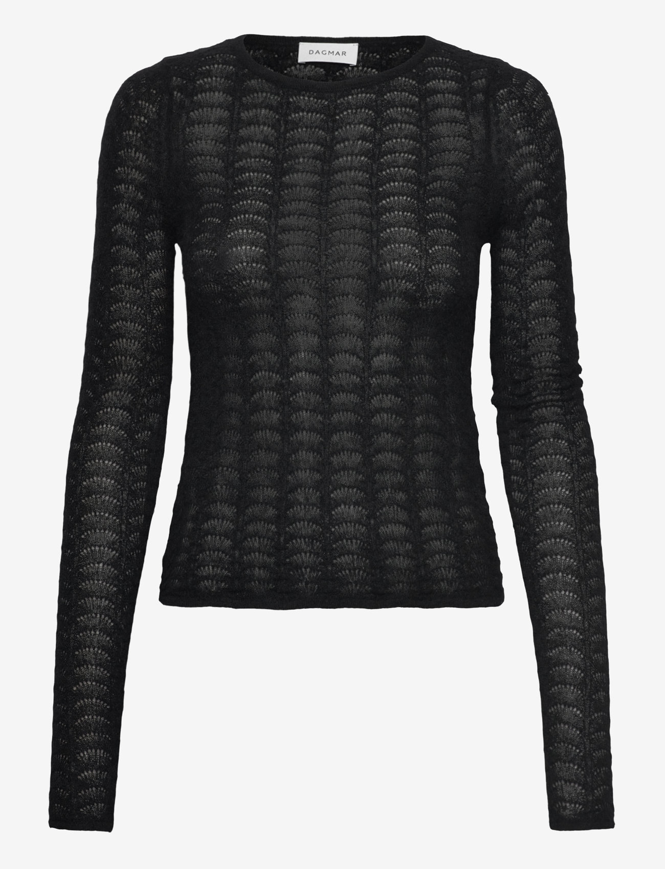 House Of Dagmar - WOOL LACE TOP - efterårstøj - black - 0