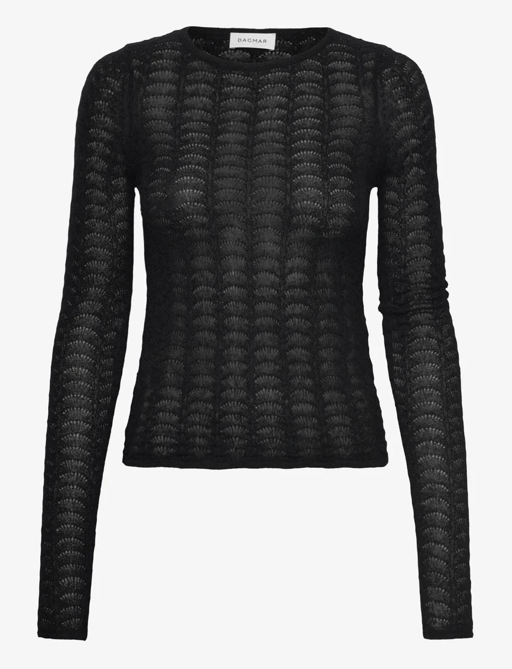 House Of Dagmar - WOOL LACE TOP - langærmede toppe - black - 0