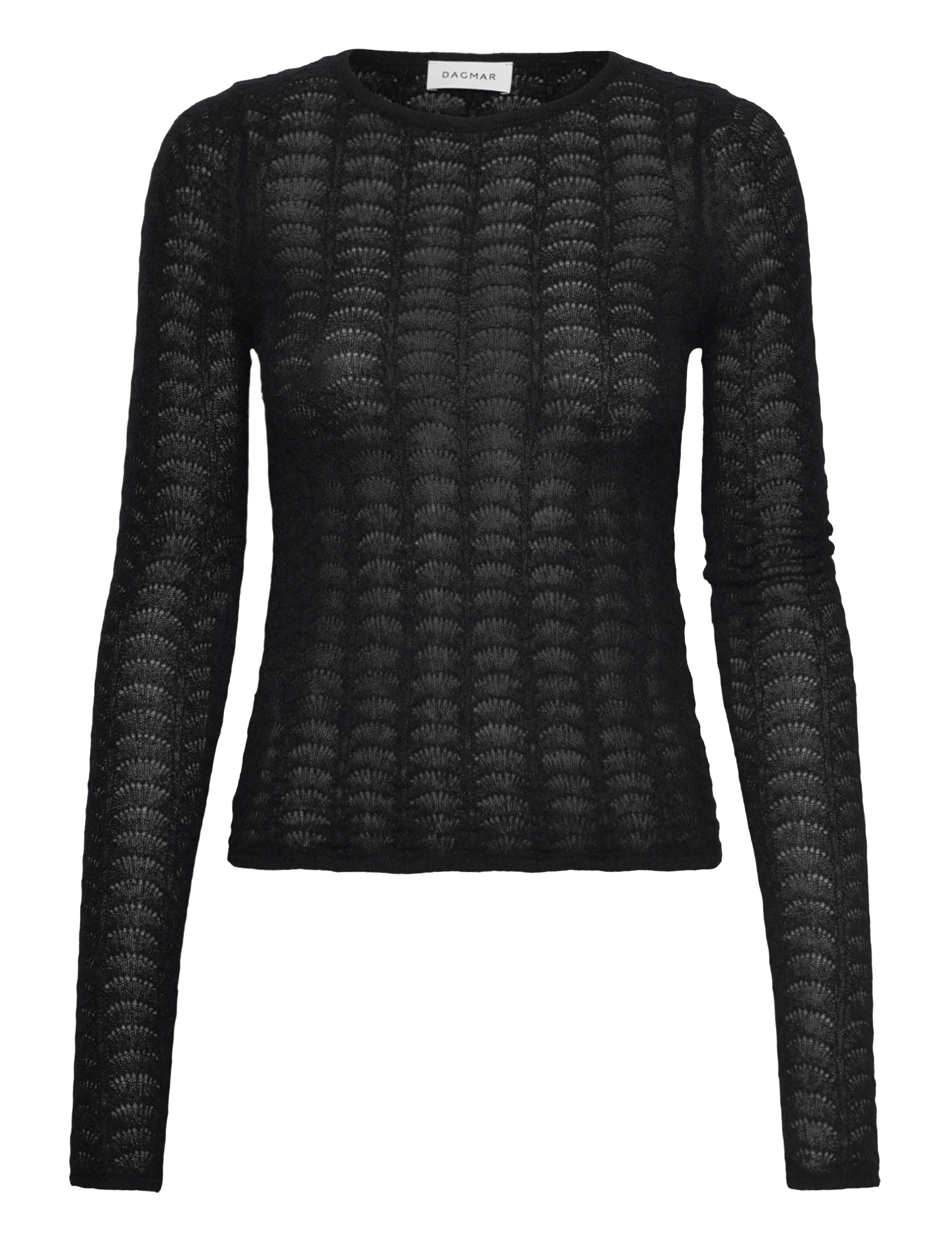 House Of Dagmar WOOL LACE TOP - Tøj - BLACK / black