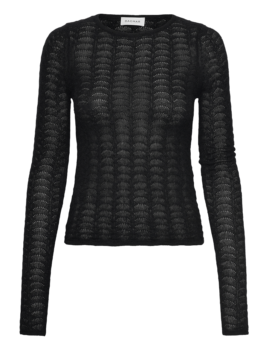 House Of Dagmar - WOOL LACE TOP - pitkähihaiset paidat - black - 0