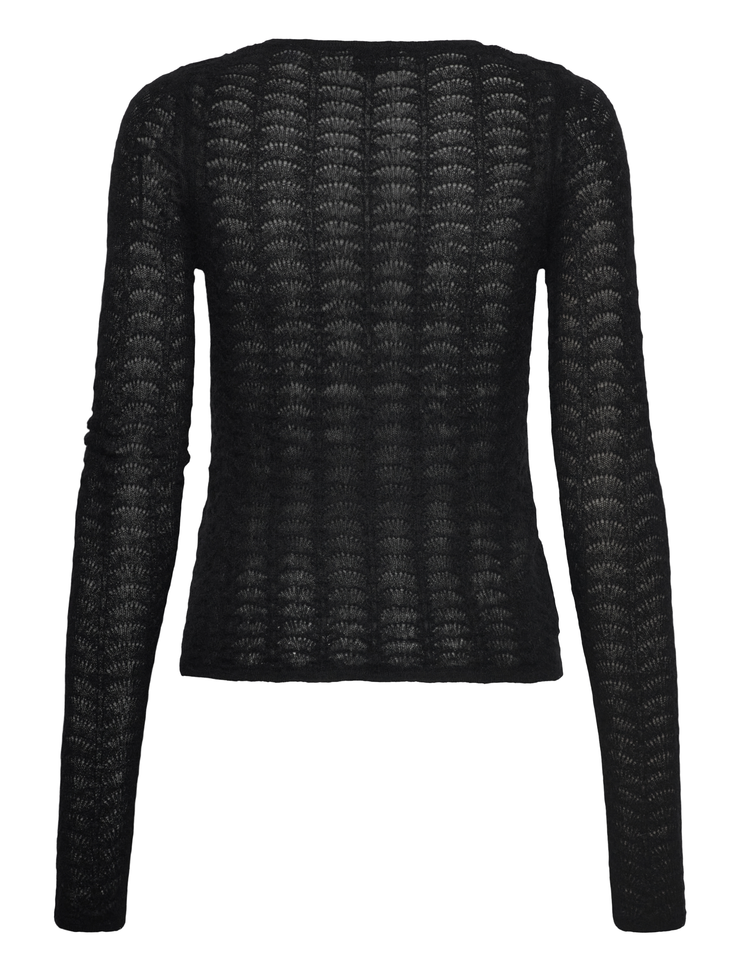 House Of Dagmar - WOOL LACE TOP - langærmede toppe - black - 1