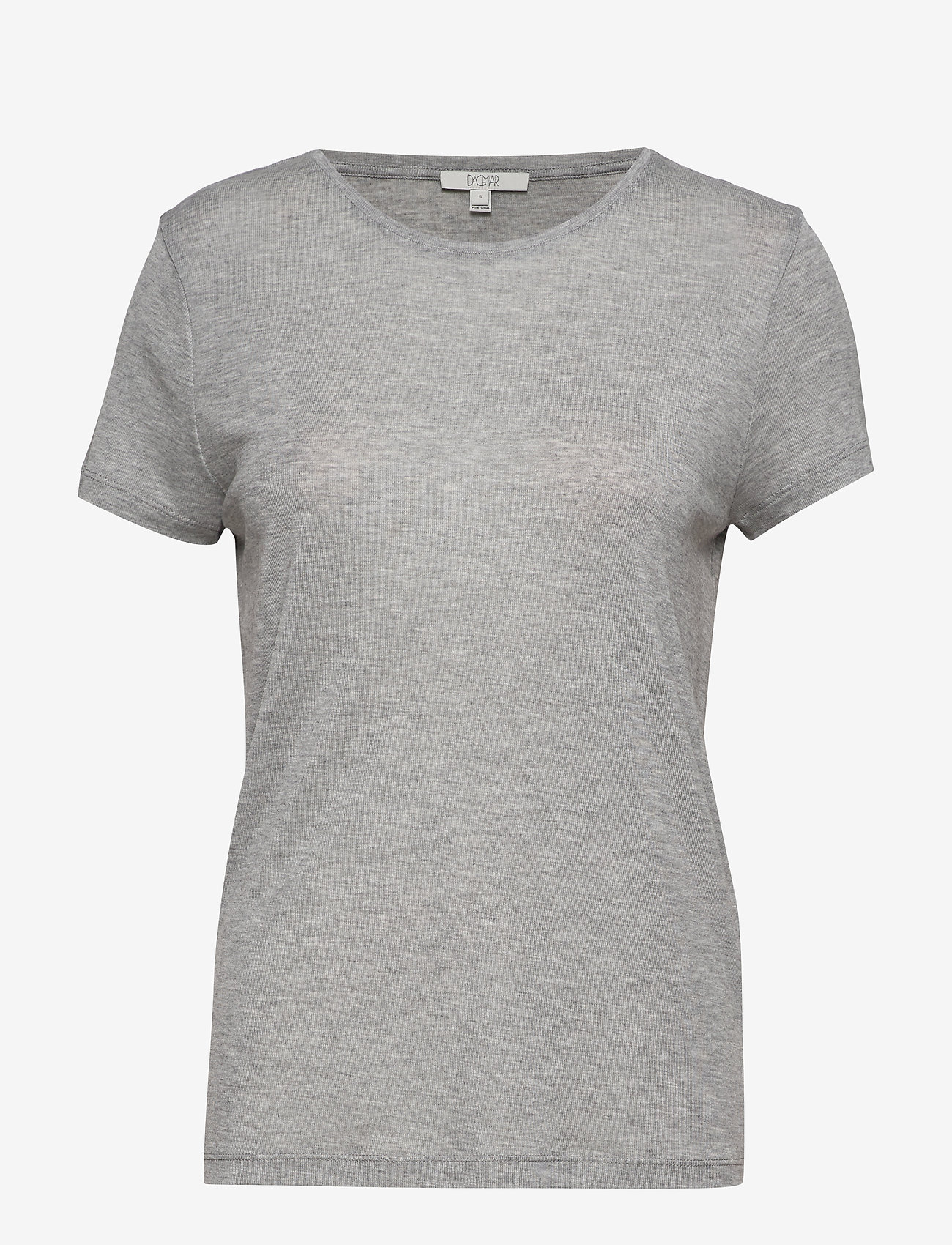 House Of Dagmar - Ribbed lyocell tee - light grey melange - 0