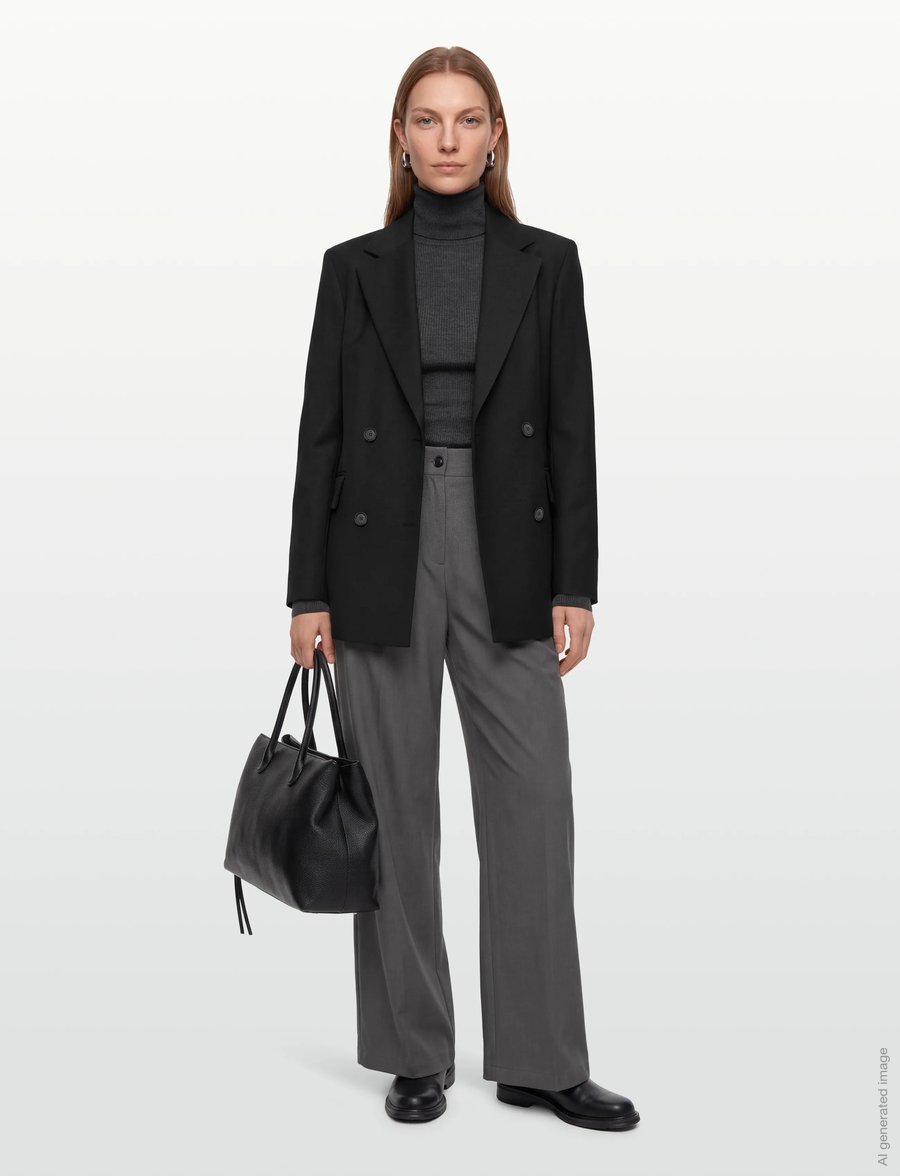House Of Dagmar - CLASSIC WOOL BLAZER - zweireihige blazer - black - 0
