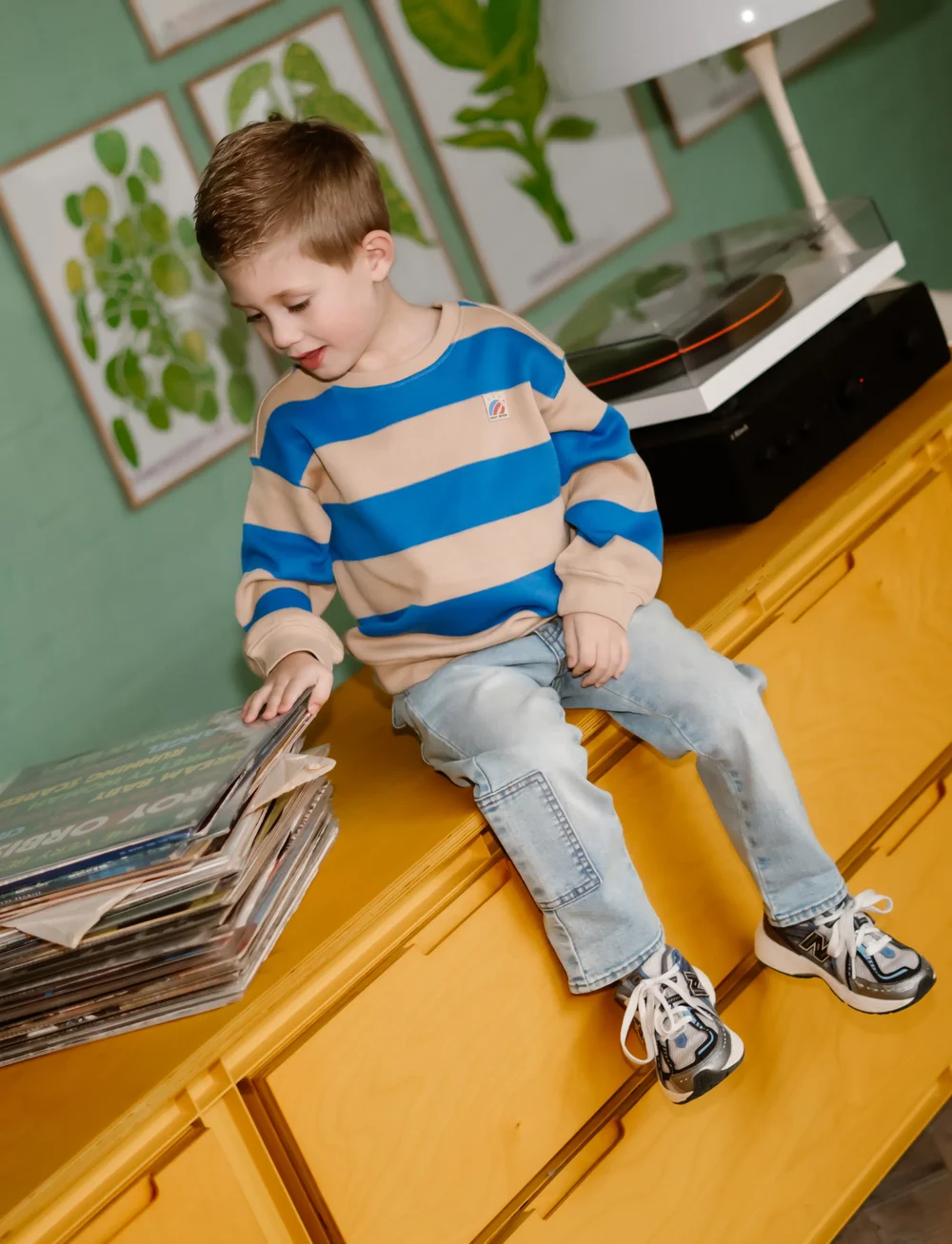 Daily 7 - Oversized Sweater Big Stripe - sweatshirts - dusty kobalt - 0