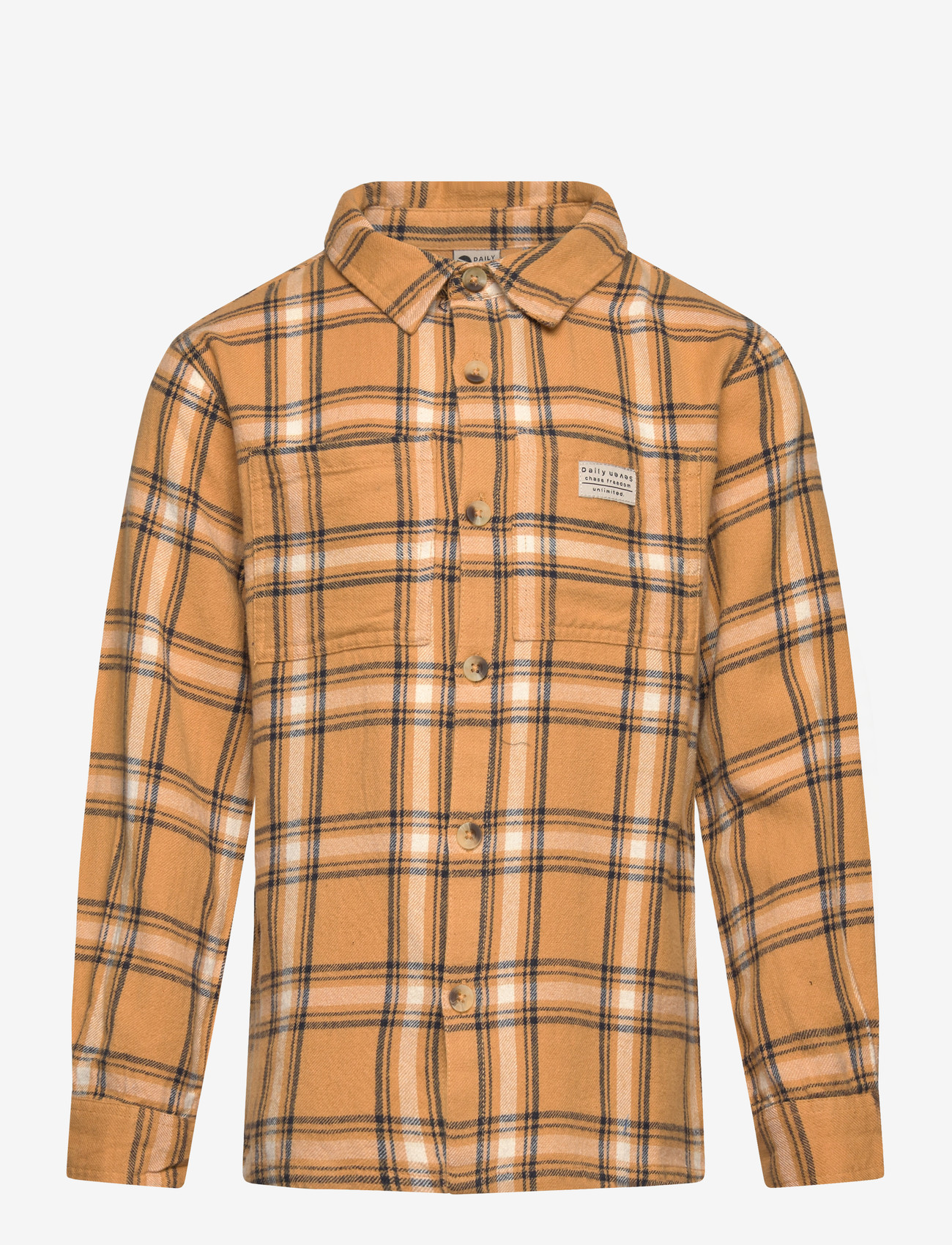 Daily 7 - Shirt Check Print - långärmade skjortor - light chestnut - 0