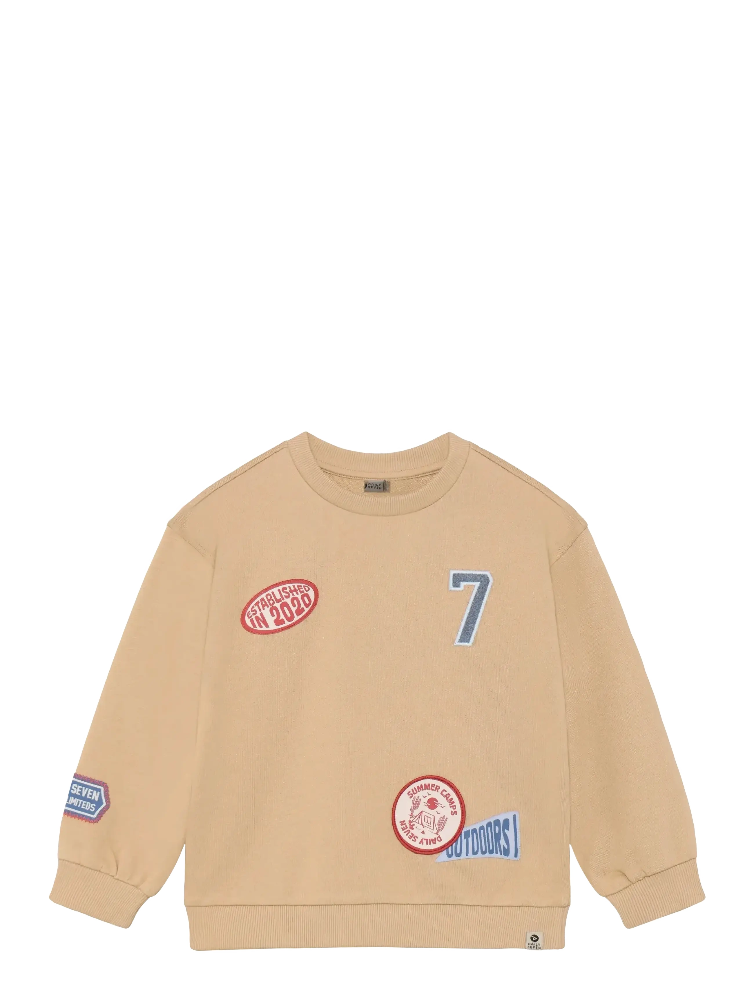 DAILY 7 Oversized Pullover Badges Beige - 110 - Kinder