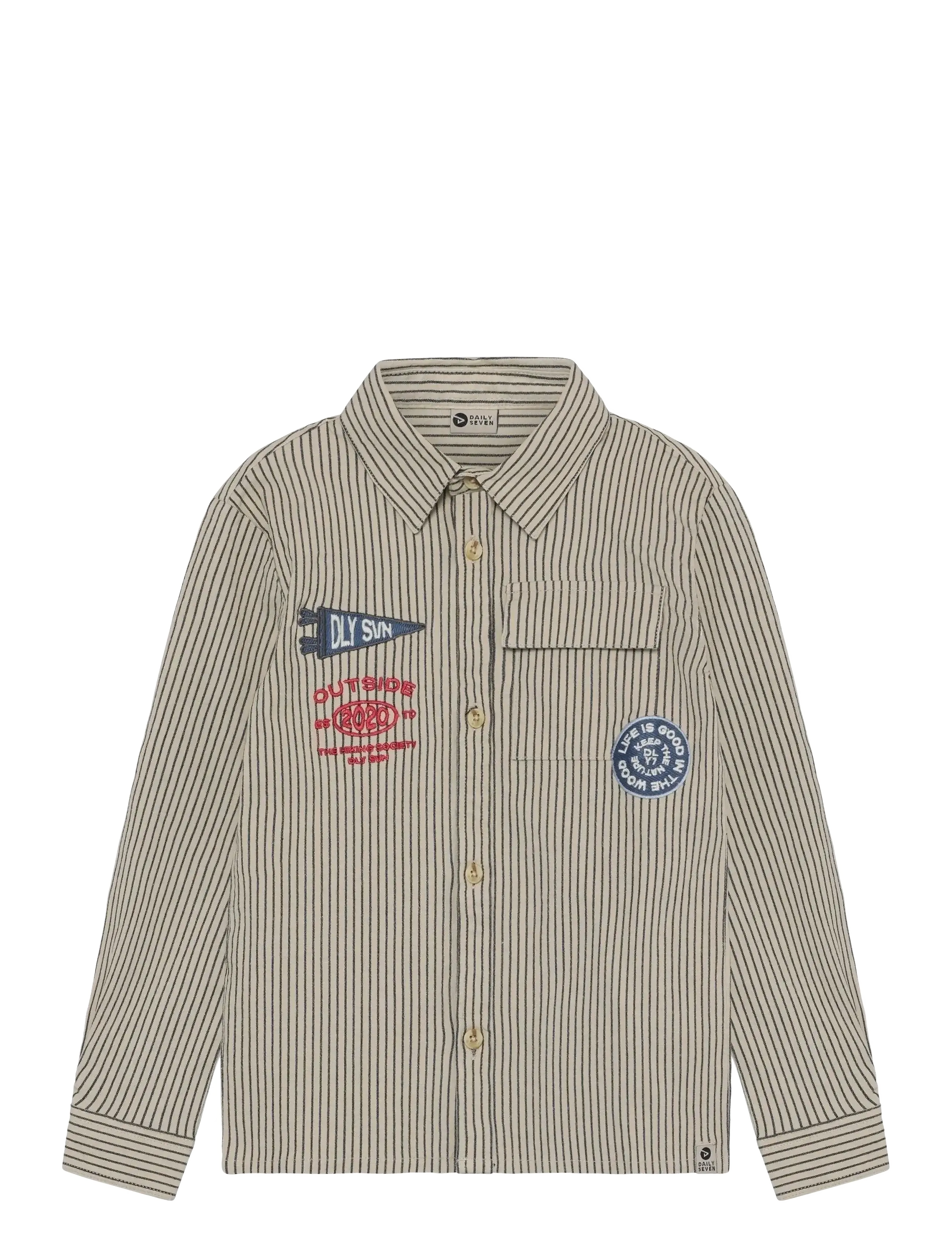 DAILY 7 Shirt Longsleeve Klein Stripe Beige - 128 - Kinder