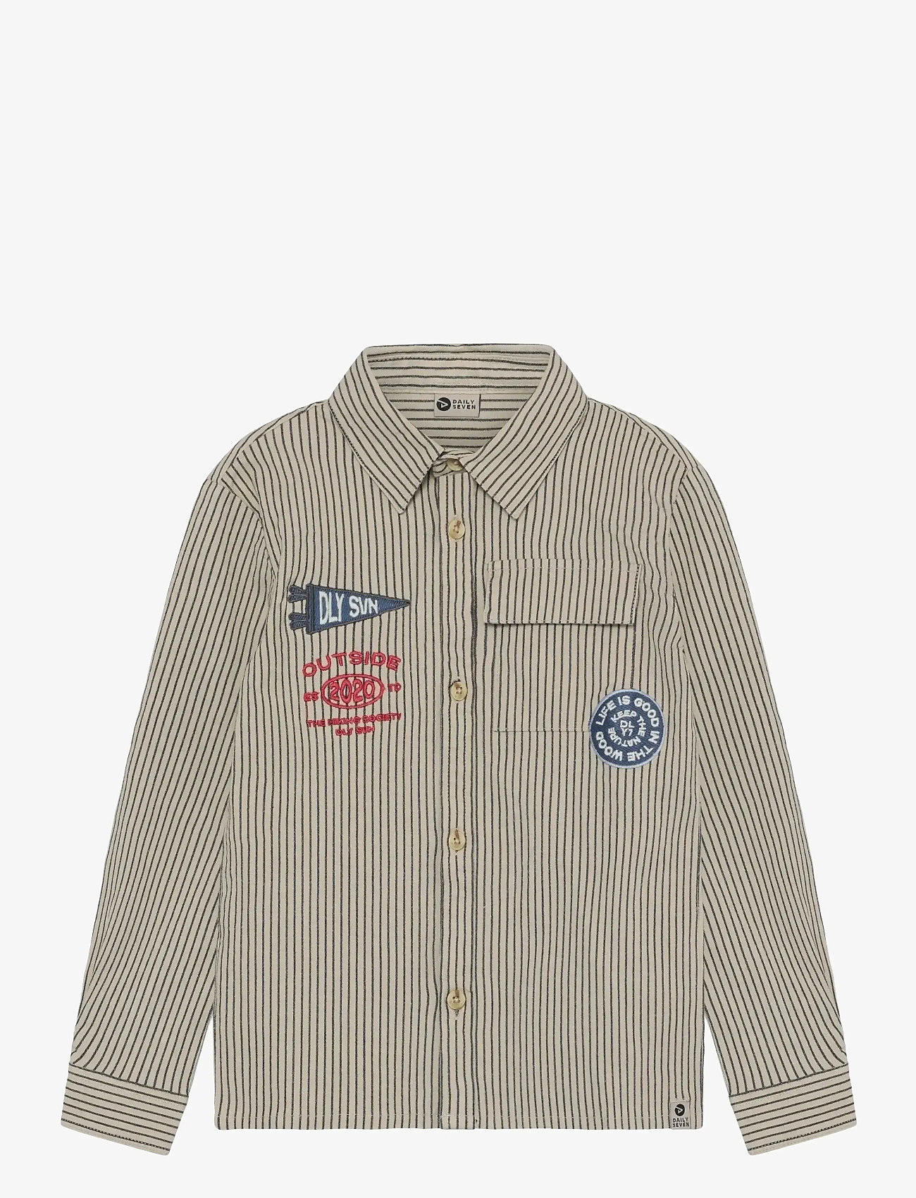 Daily 7 - Shirt Longsleeve Small Stripe - långärmade skjortor - egret - 1
