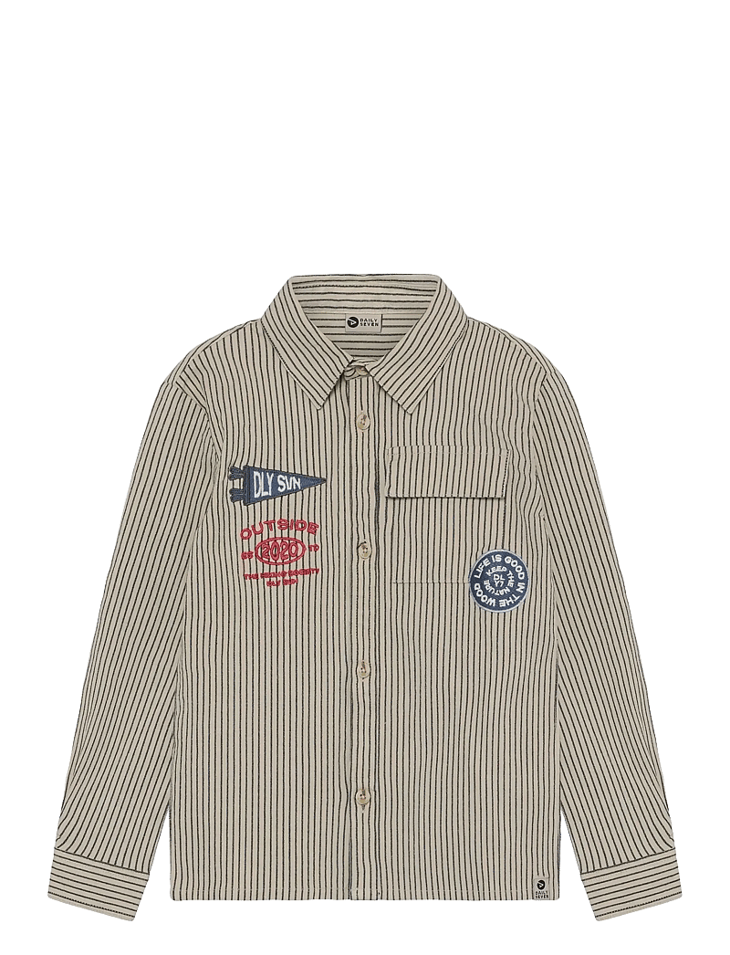 Daily 7 - Shirt Longsleeve Small Stripe - långärmade skjortor - egret - 1