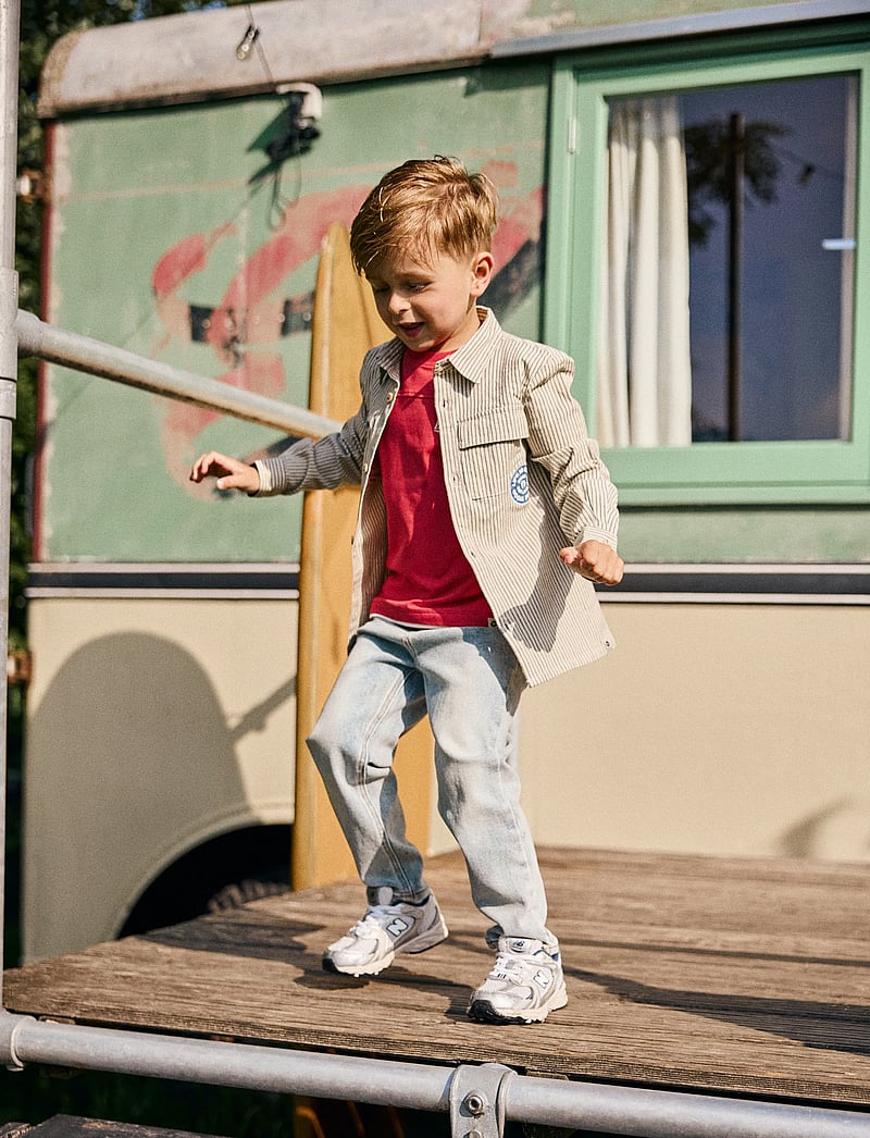 Daily 7 - Shirt Longsleeve Small Stripe - långärmade skjortor - egret - 0
