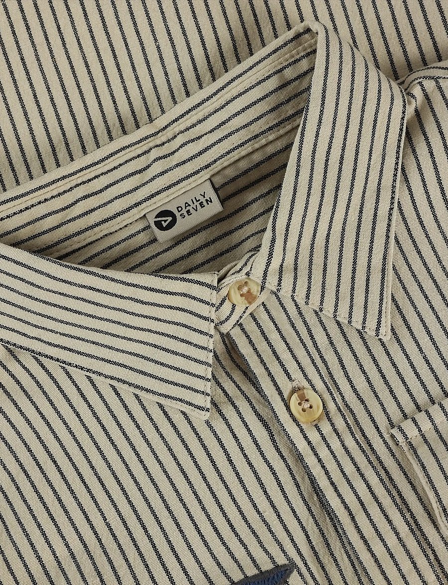 Daily 7 - Shirt Longsleeve Small Stripe - long-sleeved shirts - egret - 3
