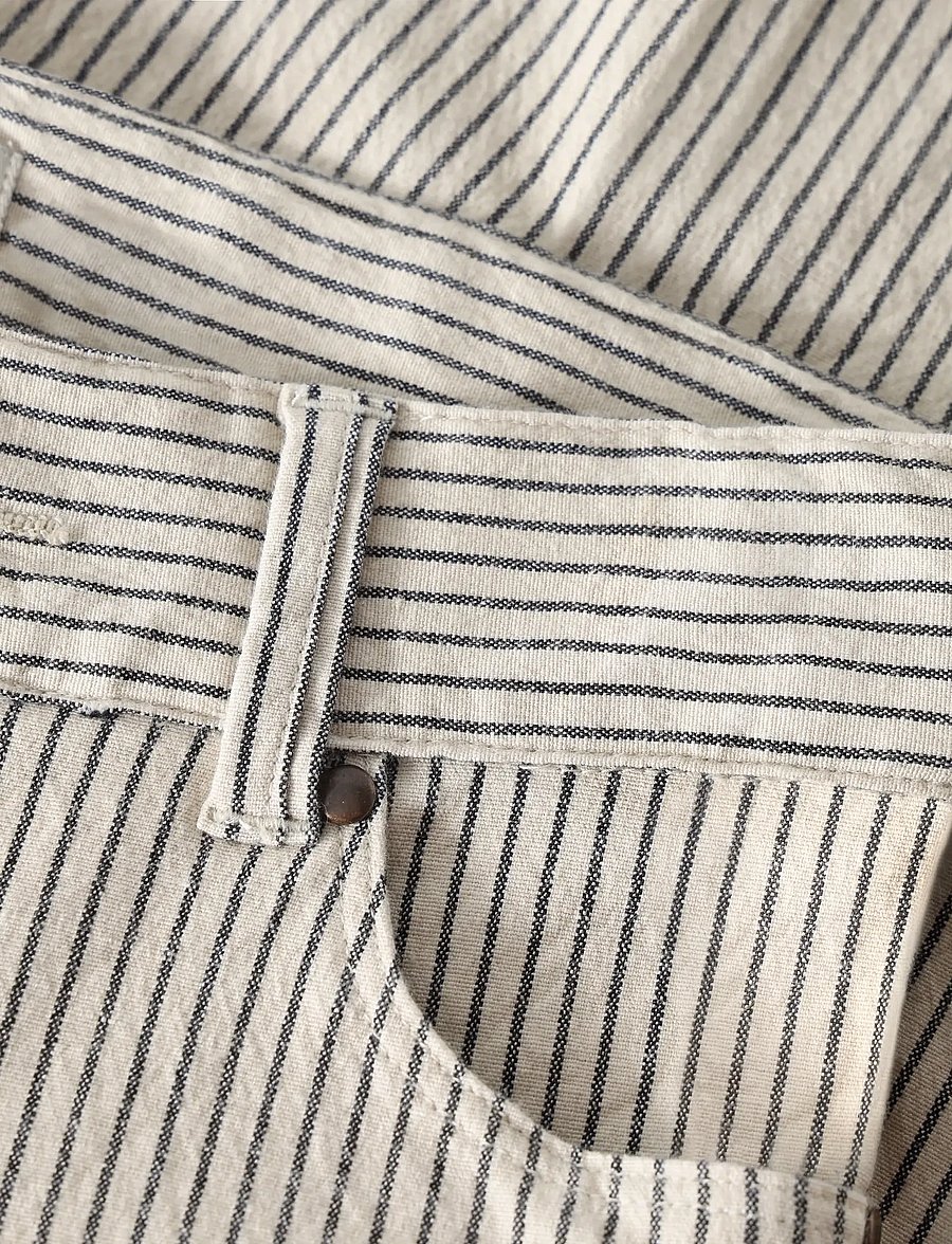Daily 7 - Straight Fit Small Stripe - trousers - egret - 3