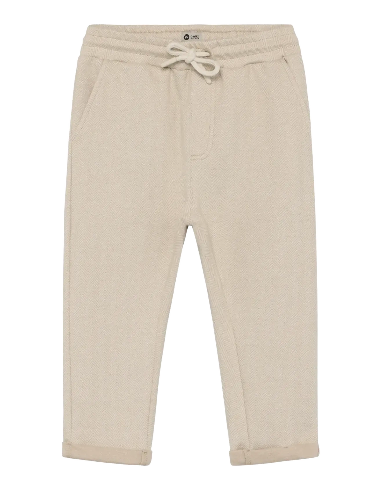 Daily 7 Herringbone Pants, Børn, Sildebens Joggingbukser, Beige, Str: 128
