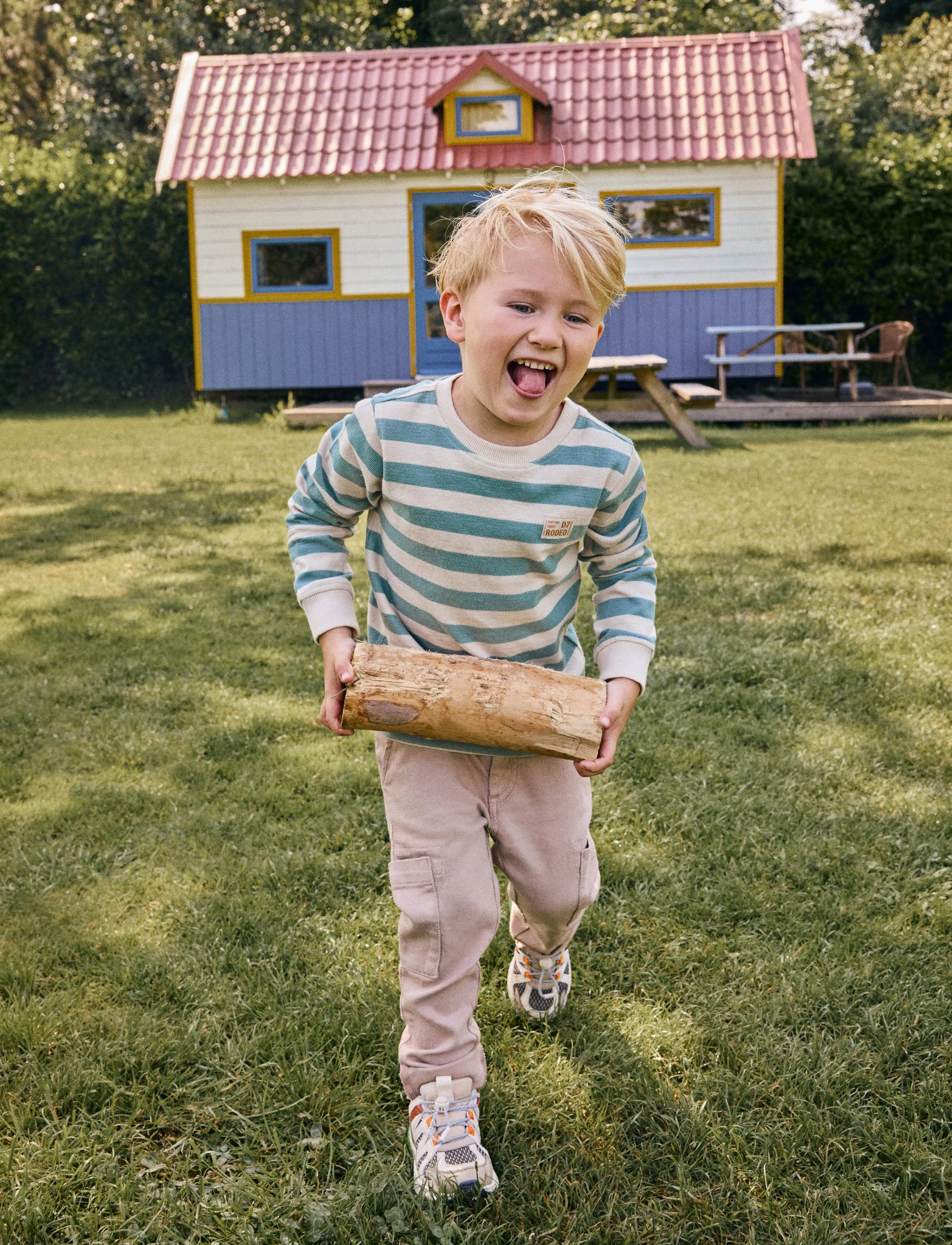 Daily 7 T-Shirt Longsleeve Stripe, 116, Green, T-Shirts > Langærmede T-shirts, Børn
