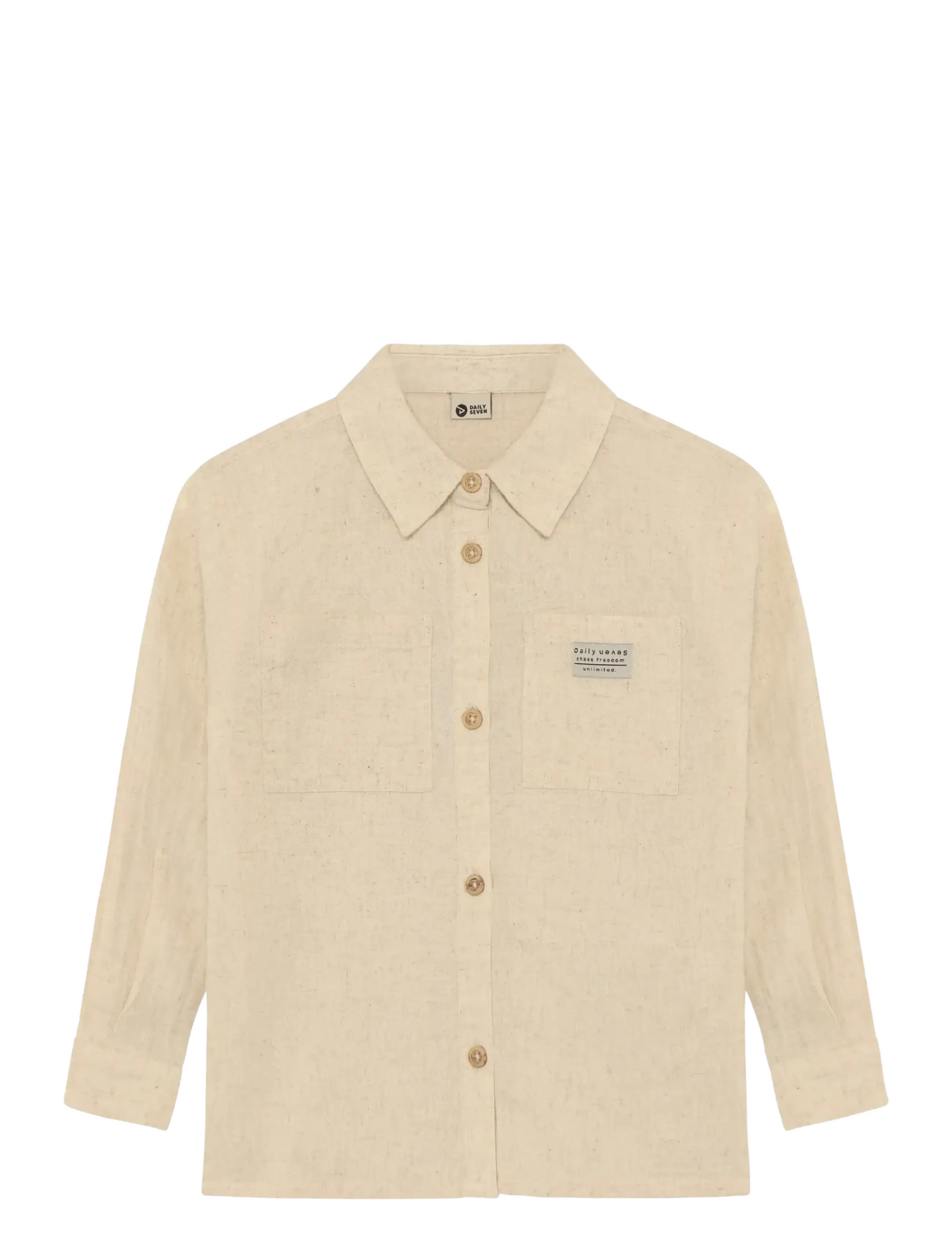DAILY 7 Shirt Longsleeve Linen Beige - 116 - Kinder