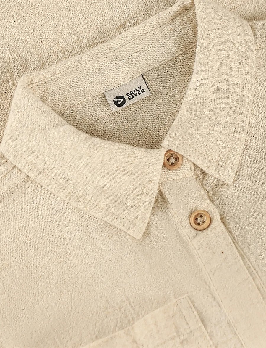 Daily 7 - Shirt Longsleeve Linen - langærmede skjorter - sandshell - 2