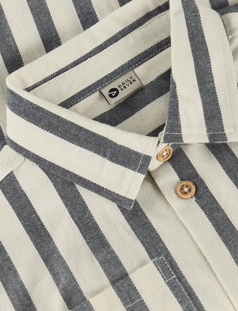 Daily 7 - Shirt Stripe Cotton - lühikeste varrukatega särgid - thunderstorm - 3