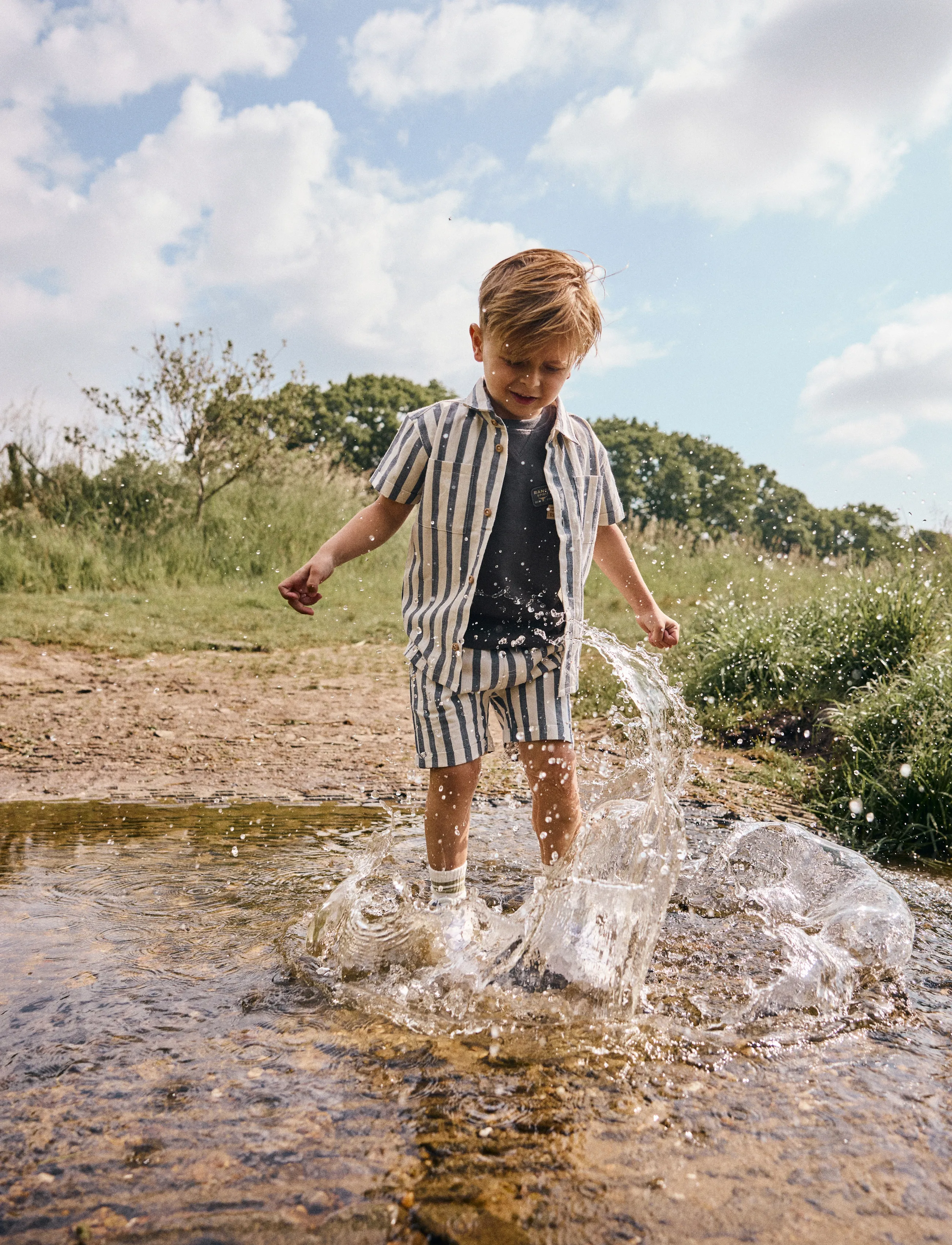 Daily 7 Cotton Stripe Shorts - Shorts - THUNDERSTORM / multi