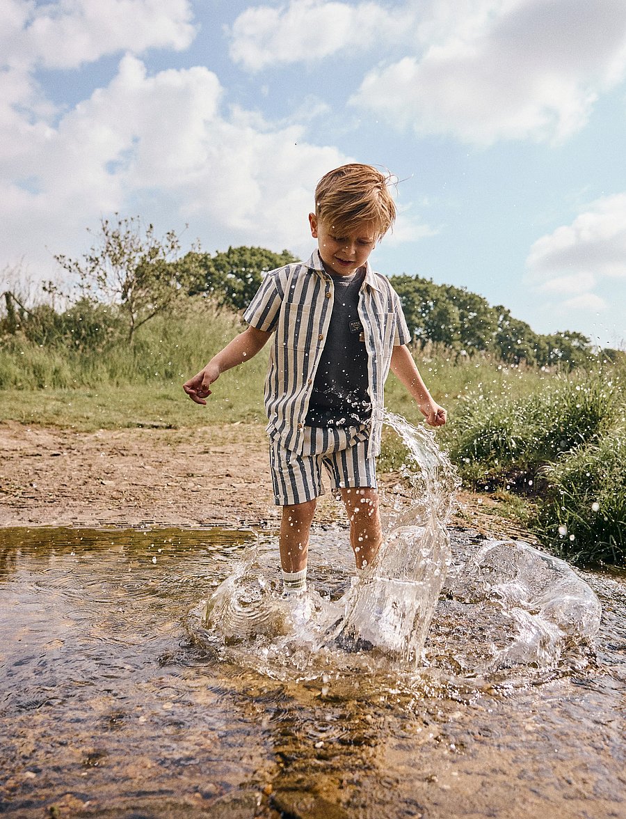 Daily 7 - Cotton Stripe Shorts - vabaaja lühikesed püksid - thunderstorm - 0