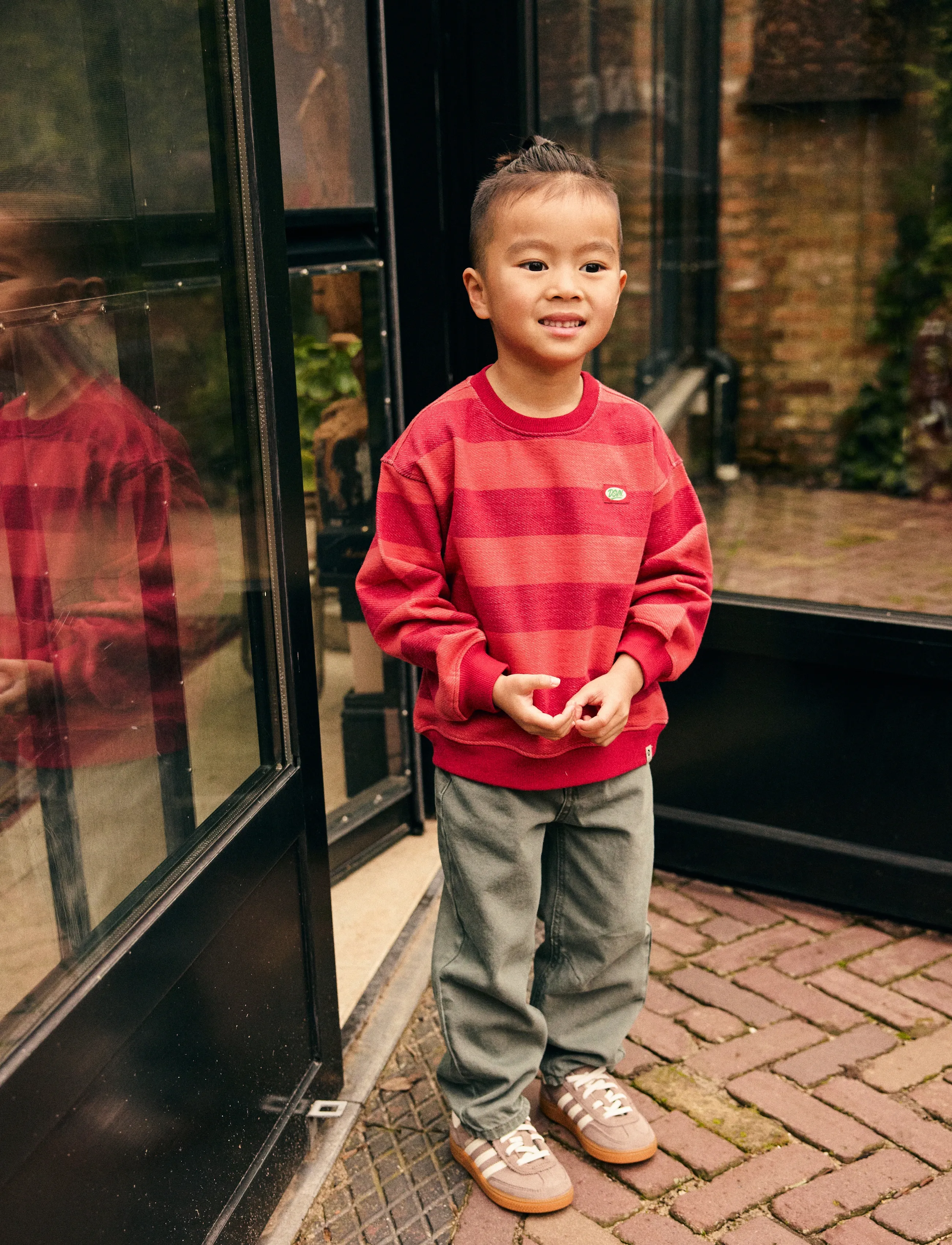 Daily 7 Oversized Sweater Big Stripe, 122, Red, Strik > Pullovere, Børn